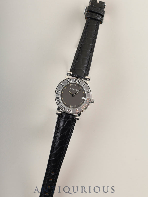 Tiffany Atlas 820.1008 Quartz Cal.256.041 Stainless Steel Leather Watch with Genuine Stainless Steel Buckle, Gray Dial, Box, Booklet, Warranty Card, Overhauled