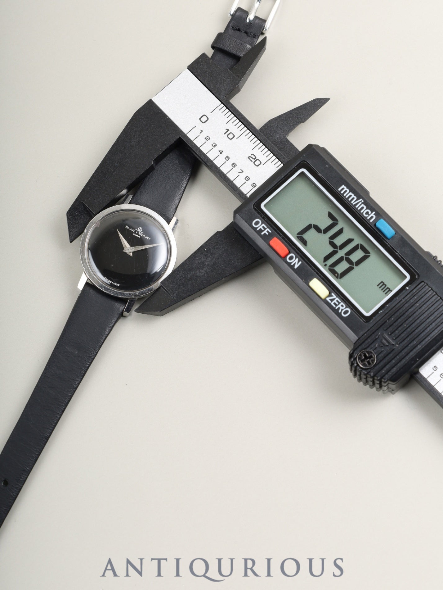 ボーム&メルシエ ラウンド 1612 手巻き SS 革 社外ピンバックル(SS) ブラック文字盤 オーバーホール済み