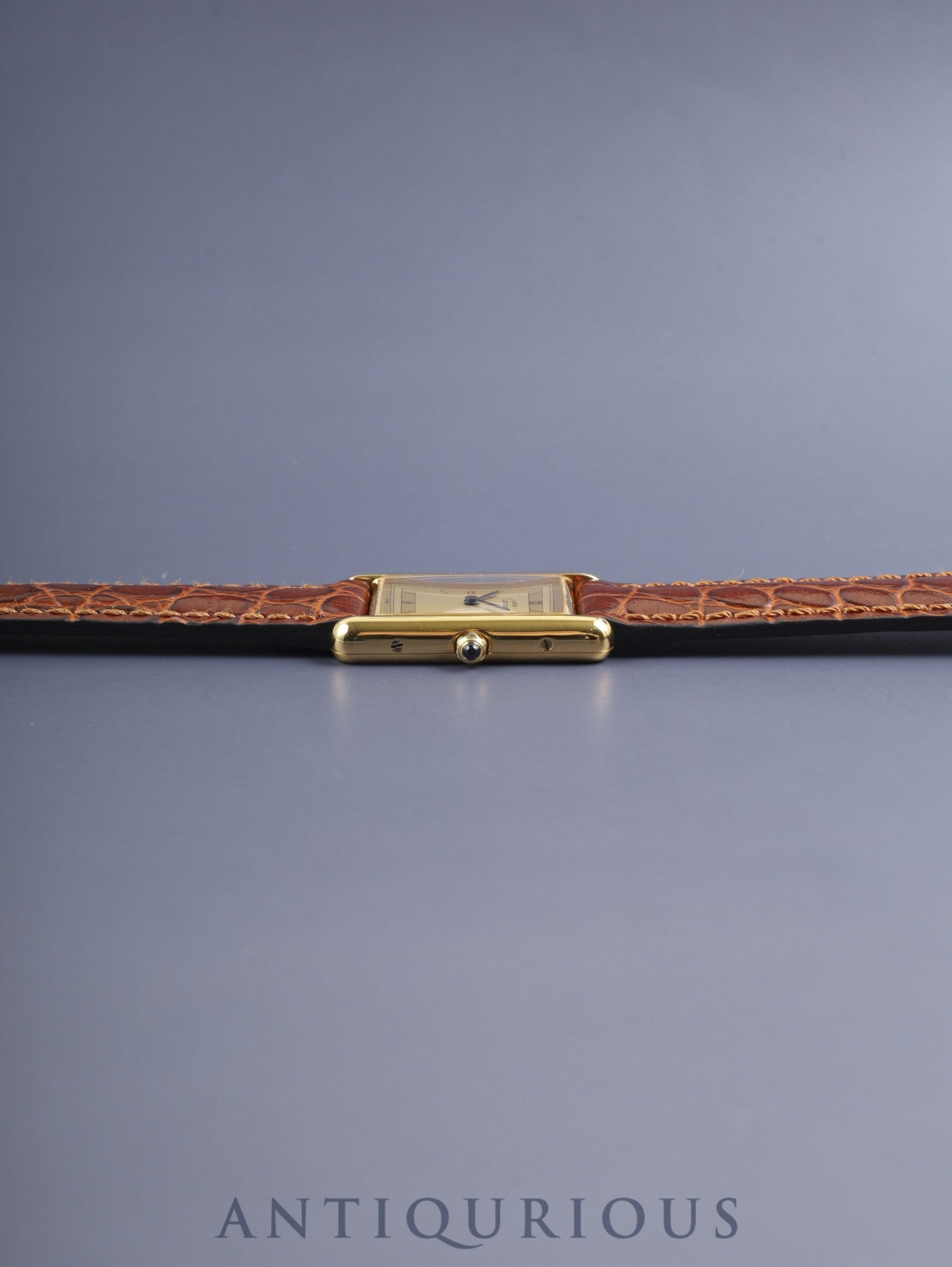 Cartier Must Tank LM 6 81006 Quartz Cal.859 SV925 Leather Original Pin Buckle (GP) Champagne Roman Numeral Dial (SWISS marking) With Original Leather Strap, Polished, Complete Service by Cartier Boutique