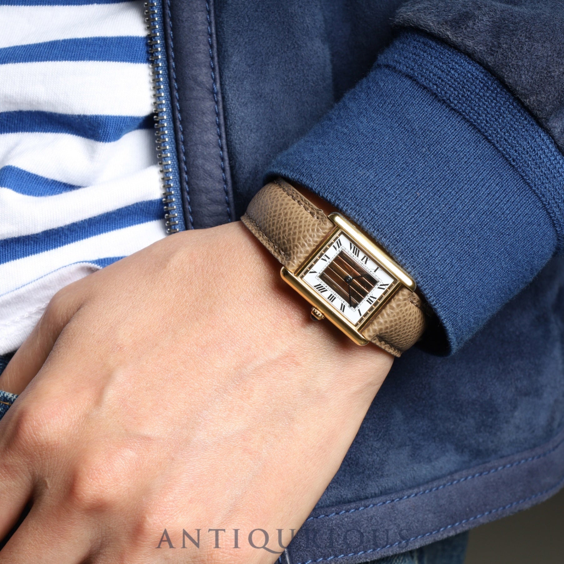 カルティエ マストタンク LM 590005 クォーツ Cal.90 SV925 革 純正尾錠(GP) フロントトリニティ文字盤 オーバーホール済み 新品仕上げ済み