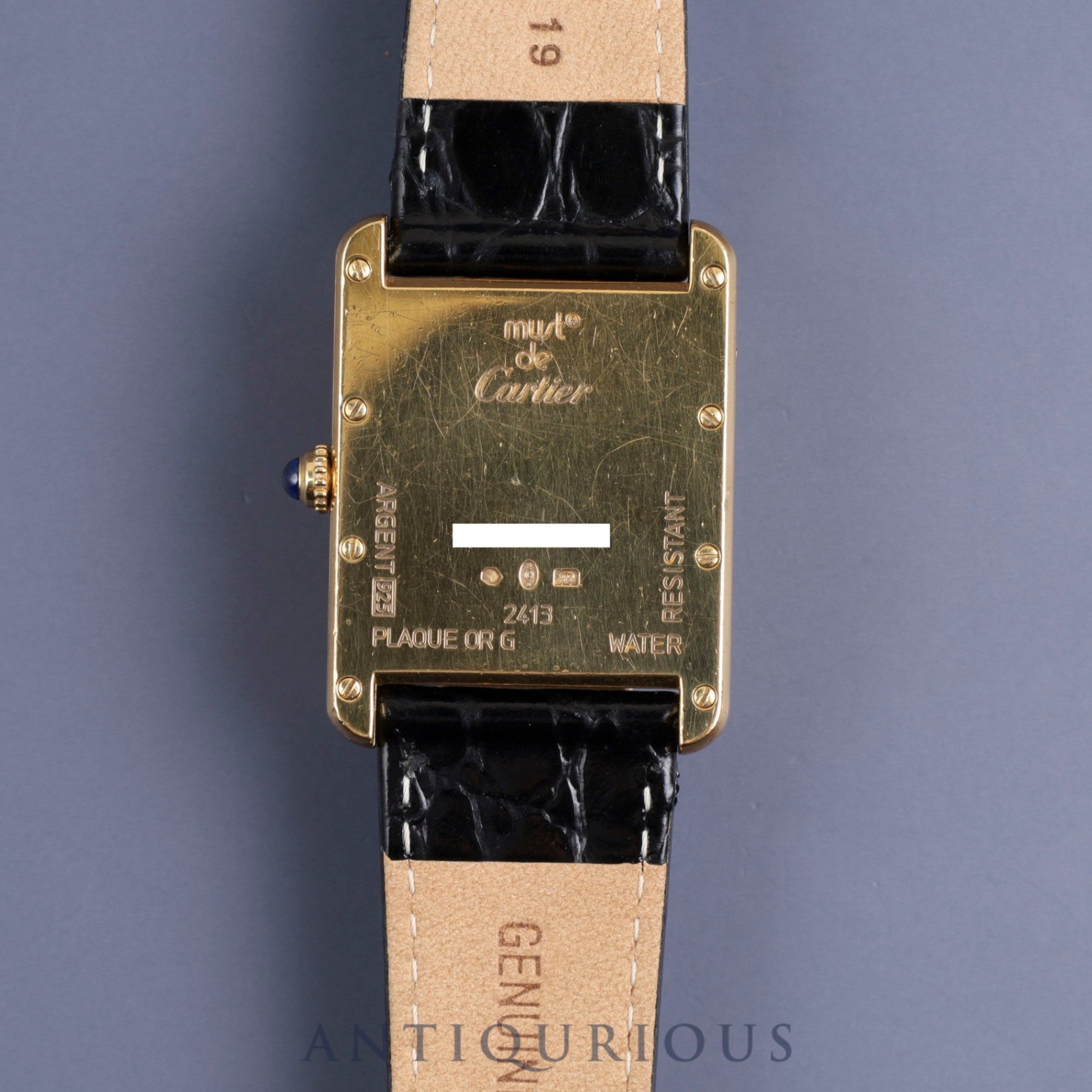 Cartier Must Tank GM (XL) Date W1013754 / 2413 Quartz Cal.687 SV925 Leather Genuine Buckle (GP) Roman CC Dial Box Instruction Manual