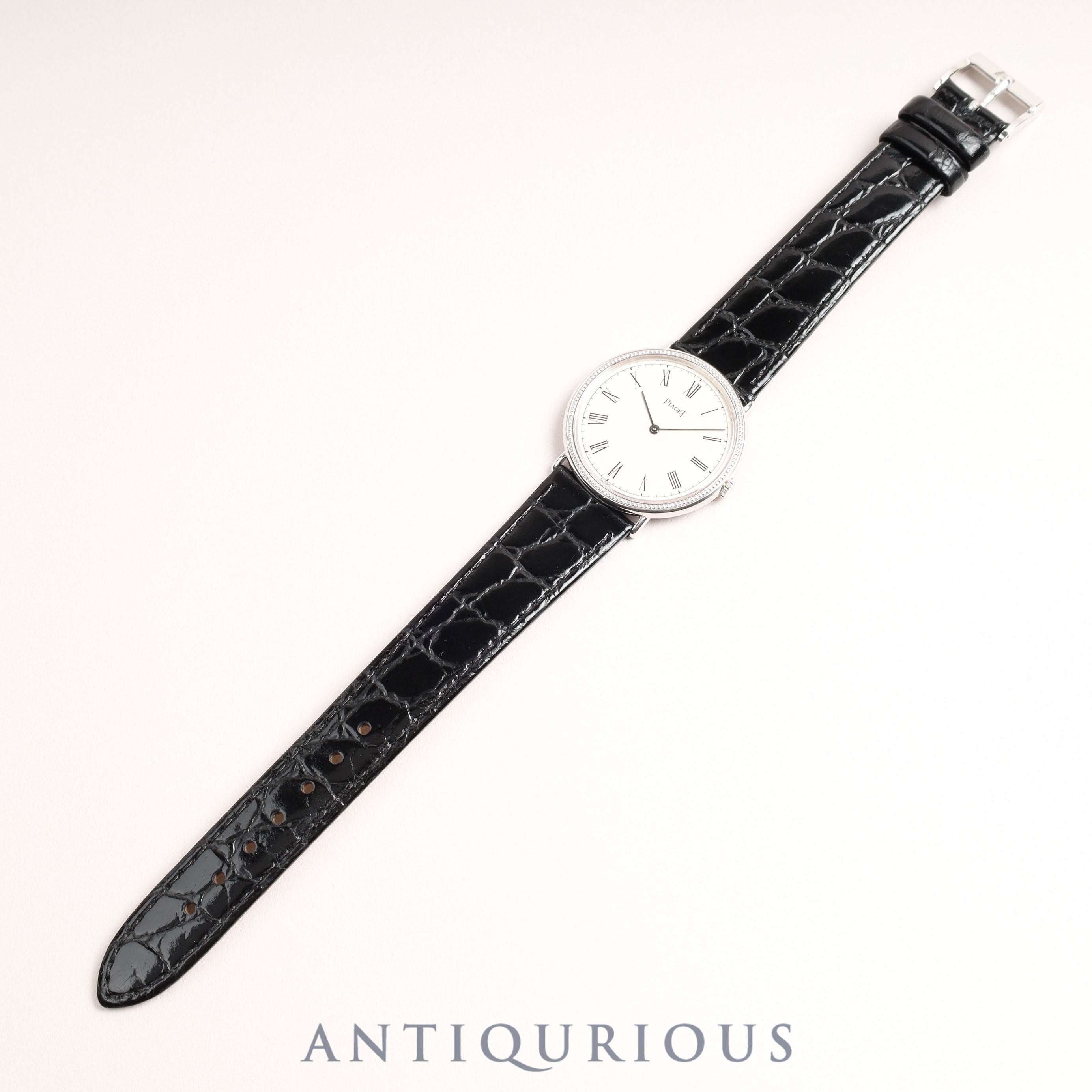 Piaget Round 90239 Manual winding Cal.9P2 WG Leather Genuine buckle (750) White dial Overhauled