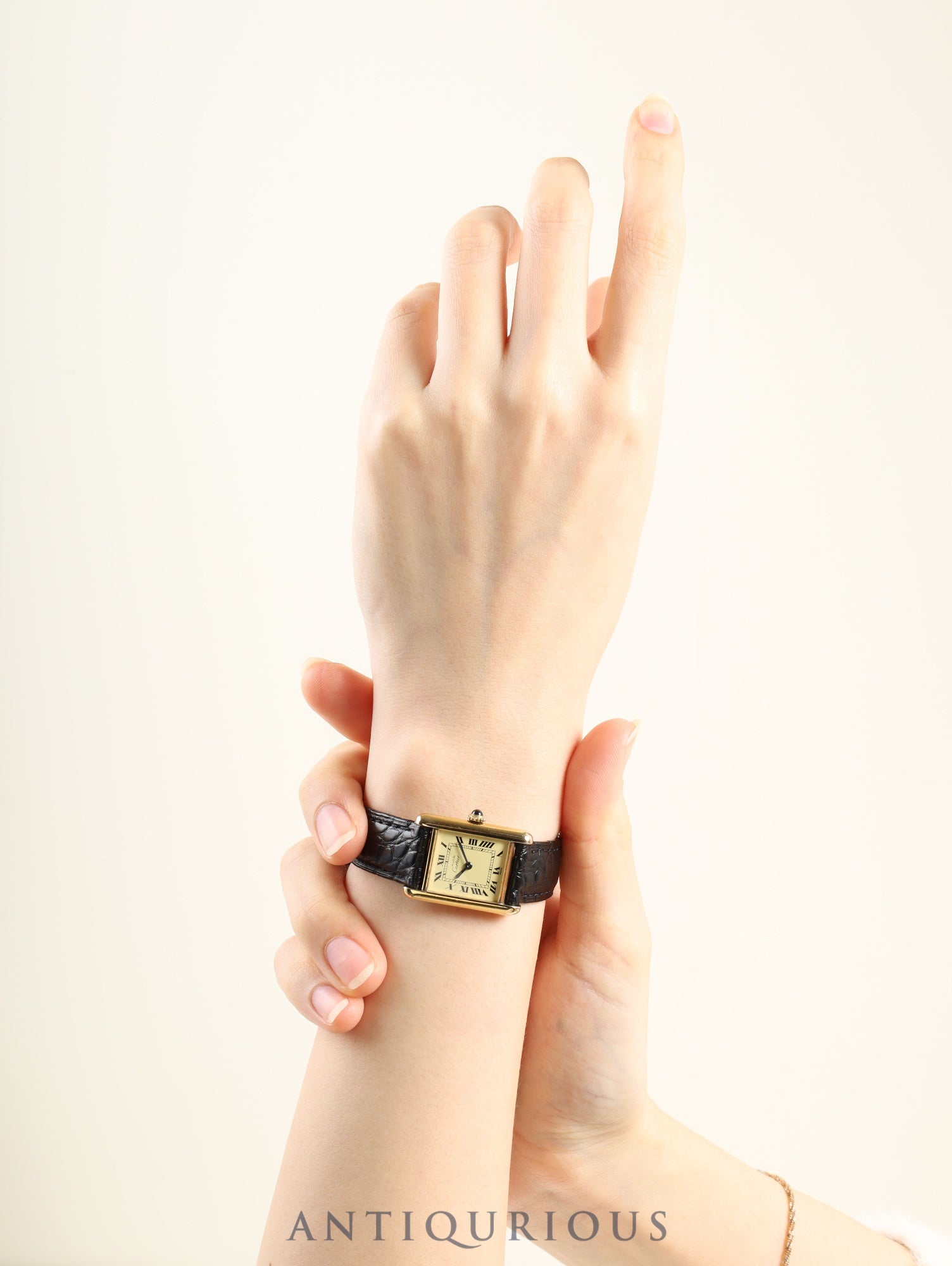 Cartier Must Tank SM Manual Winding Caliber 78-1 SV925 Leather Strap with Genuine GP Buckle Ivory Dial (SWISS Marking) Circa 1976-1981 Overhauled