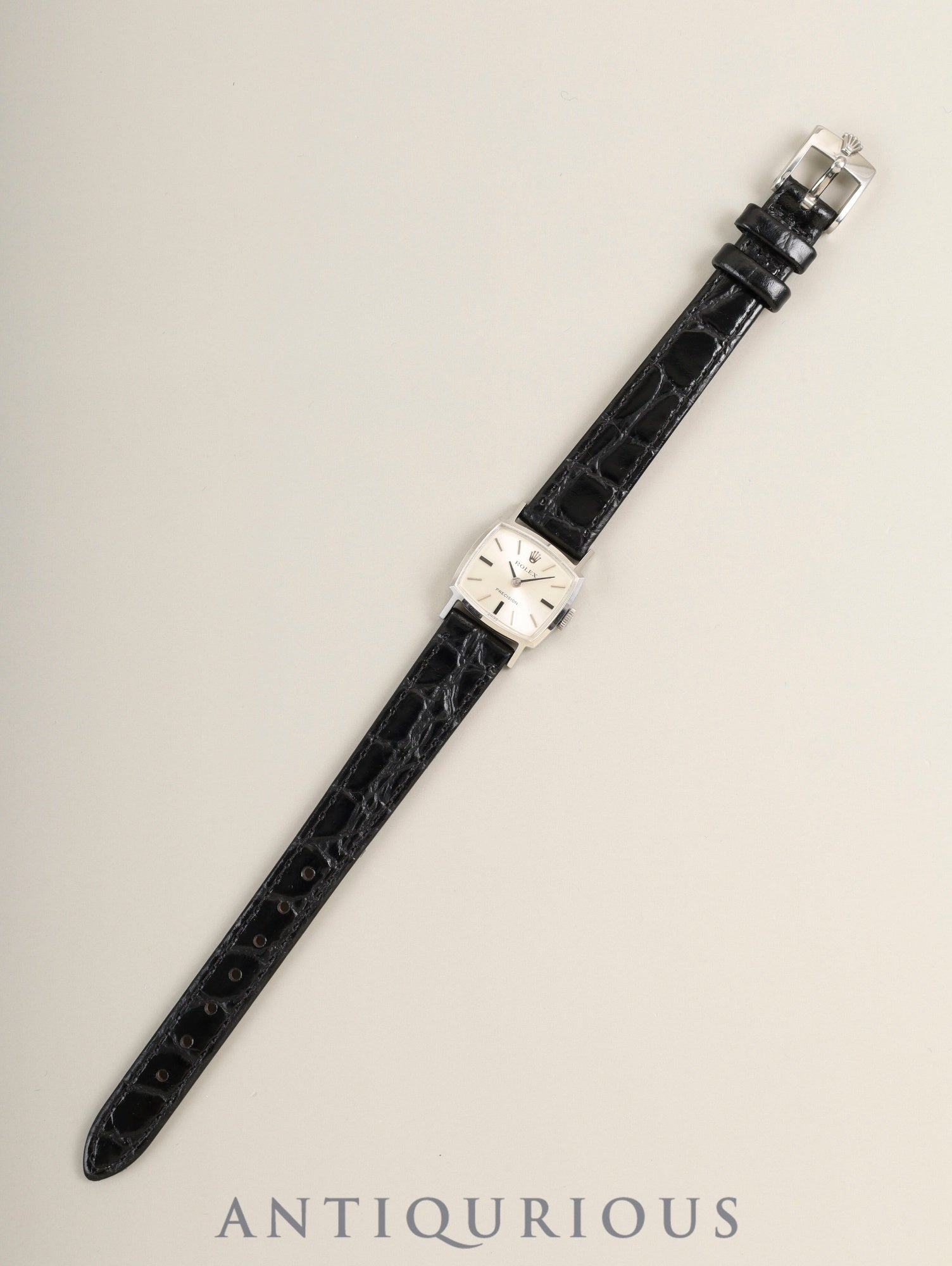ロレックス プレシジョン 2652 手巻き Cal.1400 SS 革 純正ピンバックル(SS)シルバー文字盤 30番(1970年)箱 冊子 タグ 純正レザーベルト付きオーバーホール済み