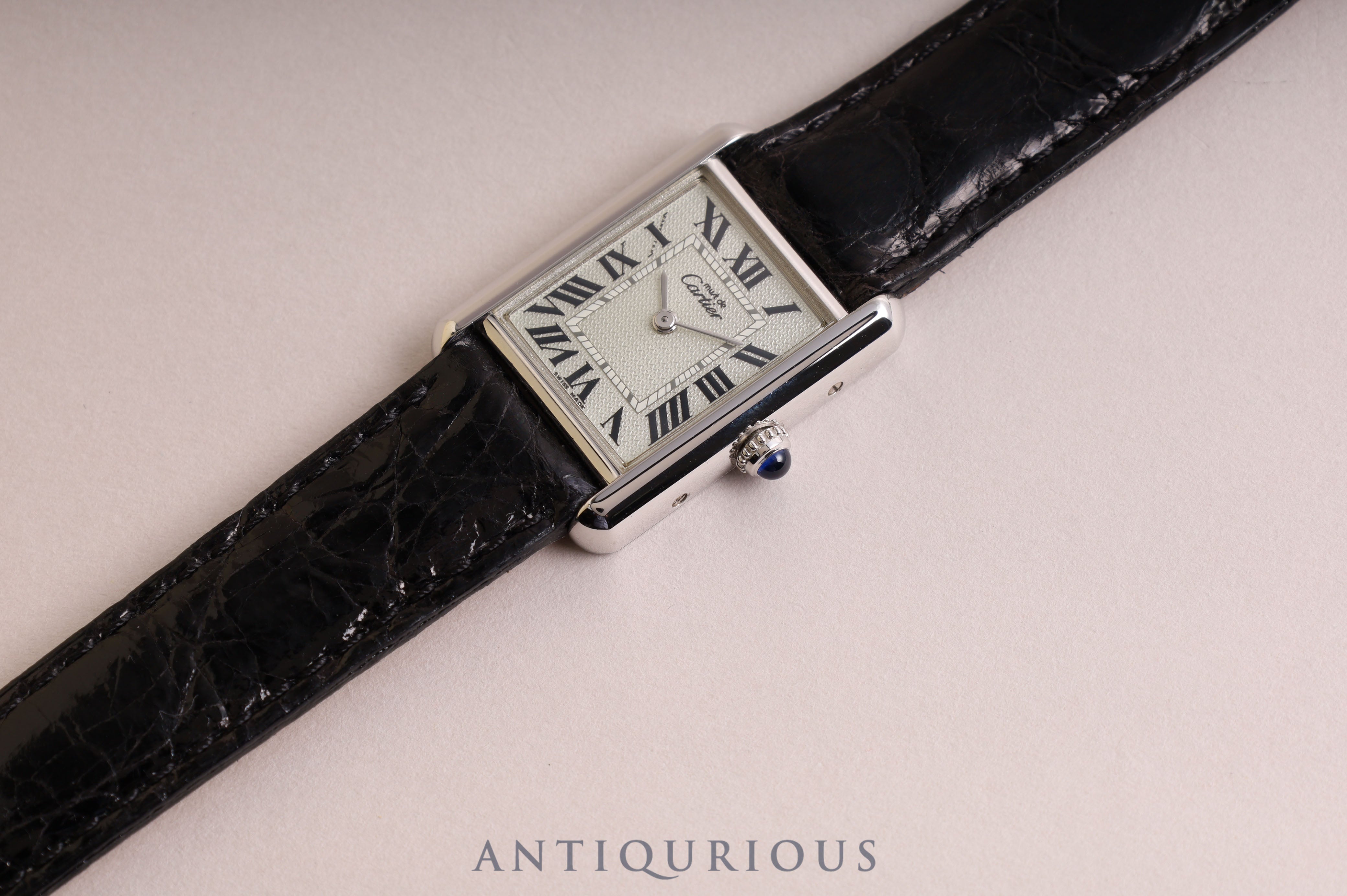 Cartier Must Tank MM QZ Silver Roman Dial 2416 Box and Warranty Card Included