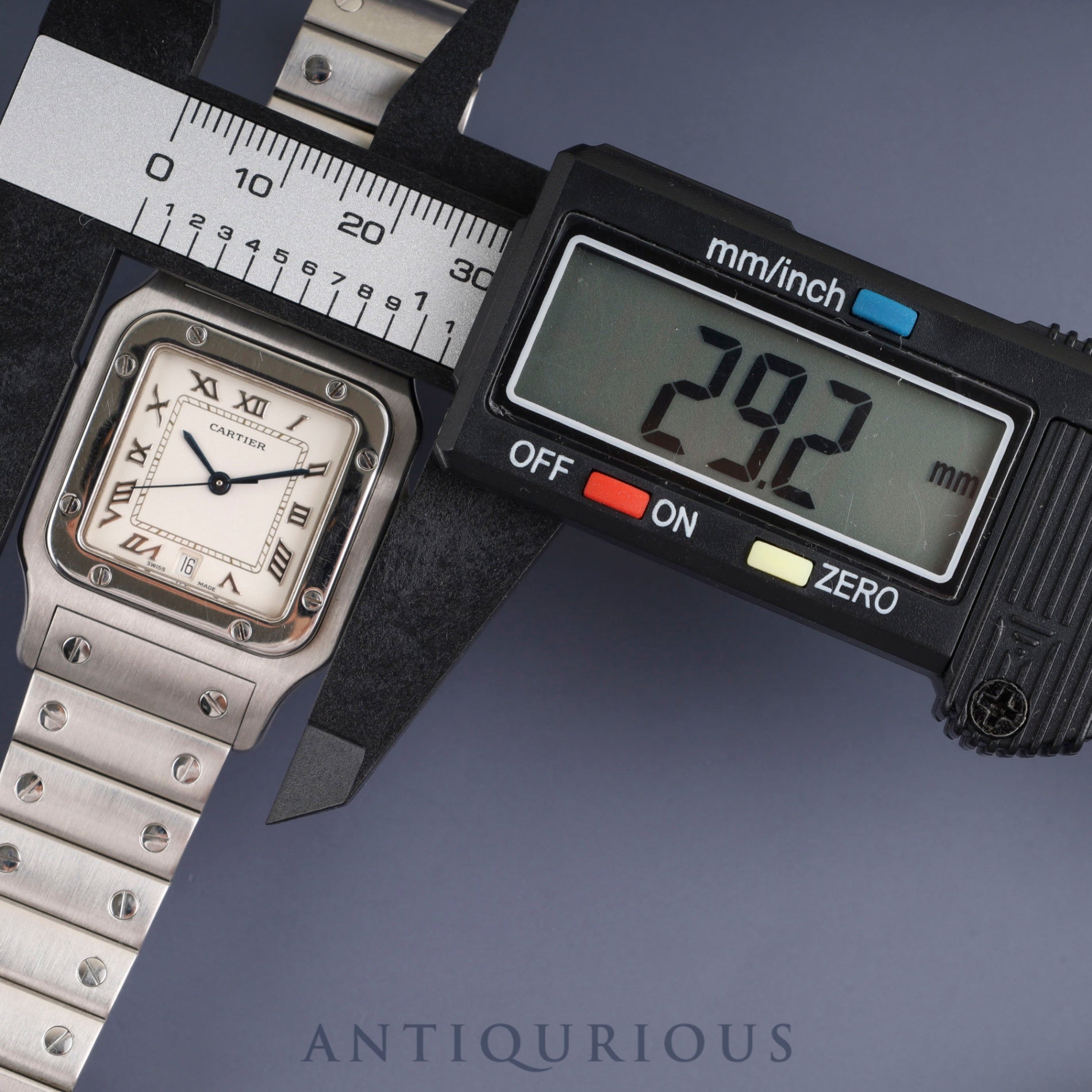 Cartier Santos Galbee LM W20025D6 / 1564 Quartz Cal.87 Stainless Steel Ivory with Silver Roman Dial Overhauled