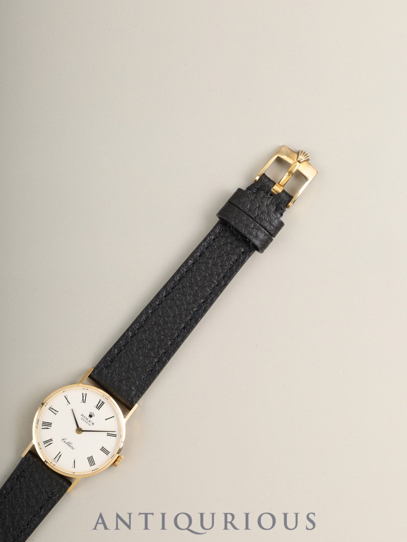 ロレックス チェリーニ 3810 手巻き Cal.1600 750YG 革 純正ピンバックル(GP)ホワイトローマン 26番(1968年)純正レザーベルト付き オーバーホール済み
