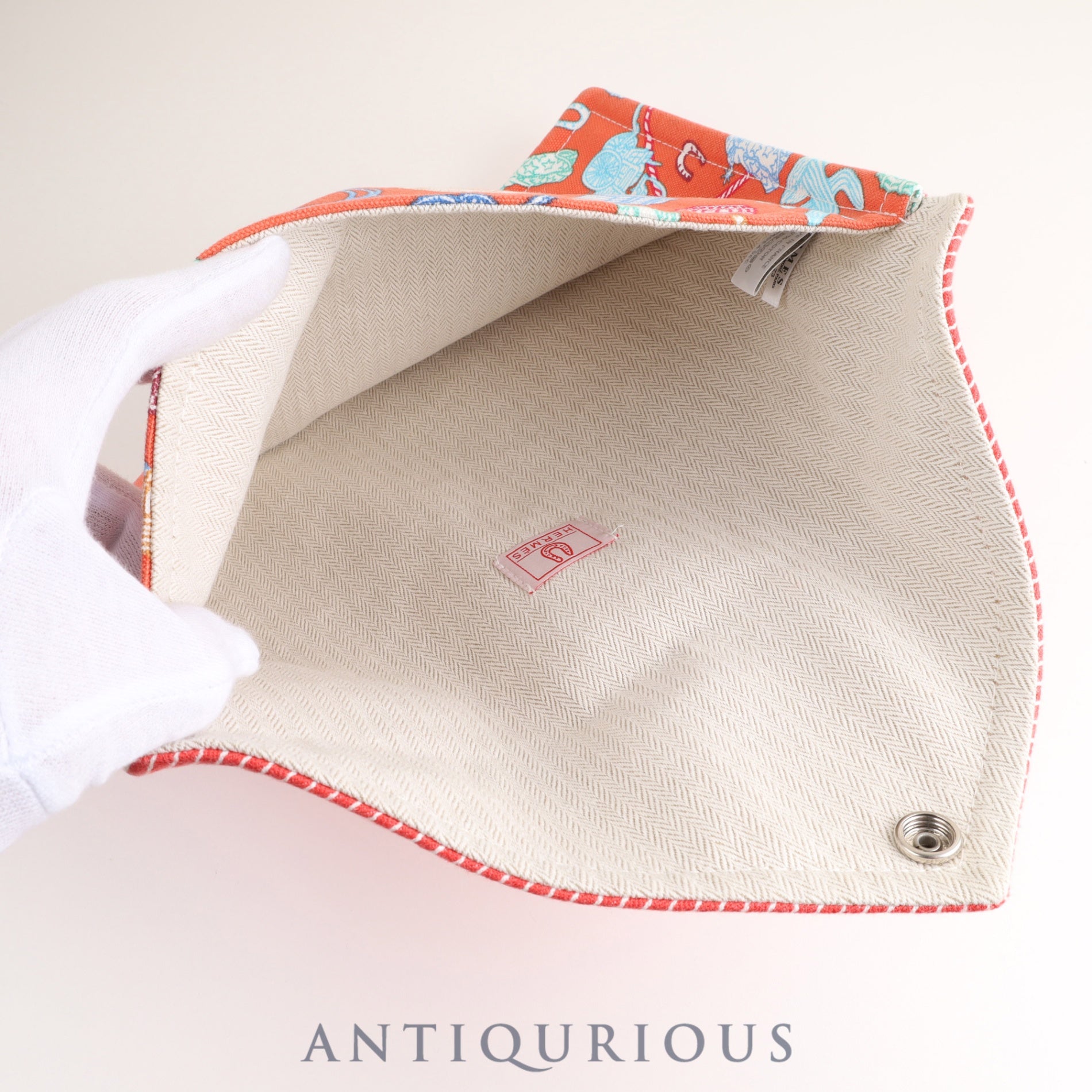 Hermes Pouch Cotton Canvas Western Company GM Tangerine 100% Cotton Envelope Case Flat Case