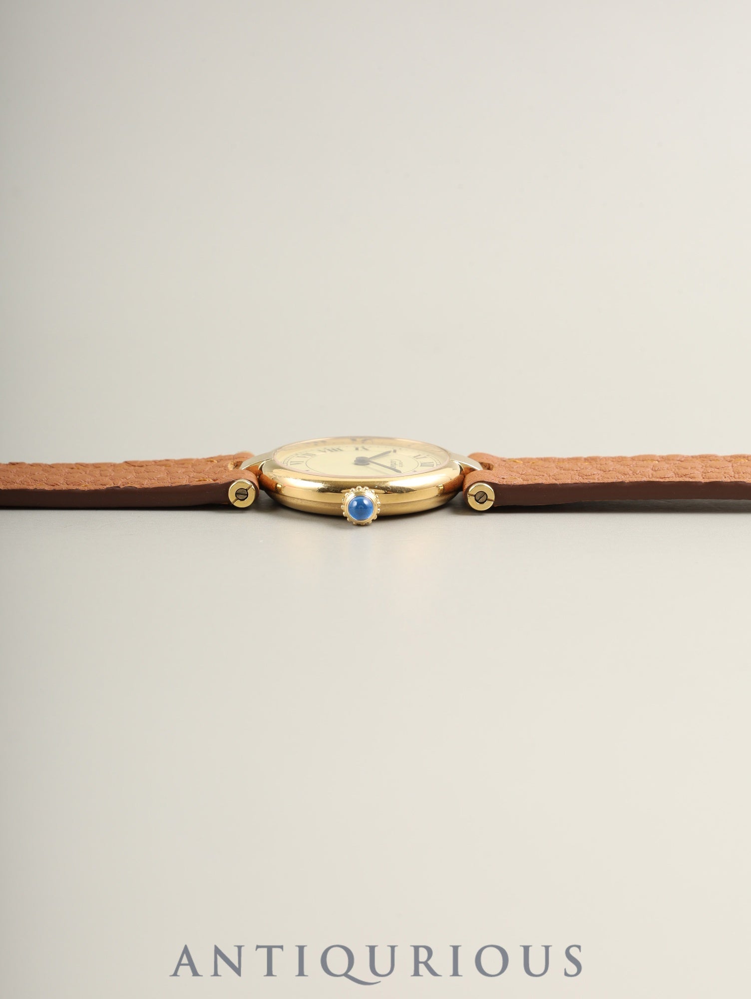 カルティエ マスト ヴァンドーム VLC SM 590004 クォーツ Cal.90 SV925 革 純正尾錠(GP)アイボリーローマン文字盤 オーバーホール済み