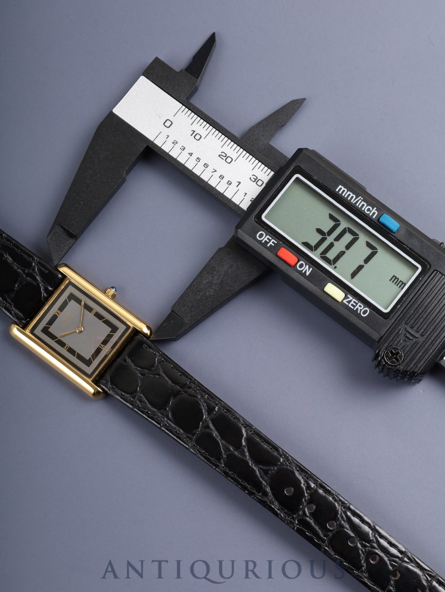 カルティエ マストタンク LM 681006 クォーツ Cal.81 SV925 革 純正尾錠(GP)グレー飛びローマン文字盤(SWISS表記)オーバーホール済み