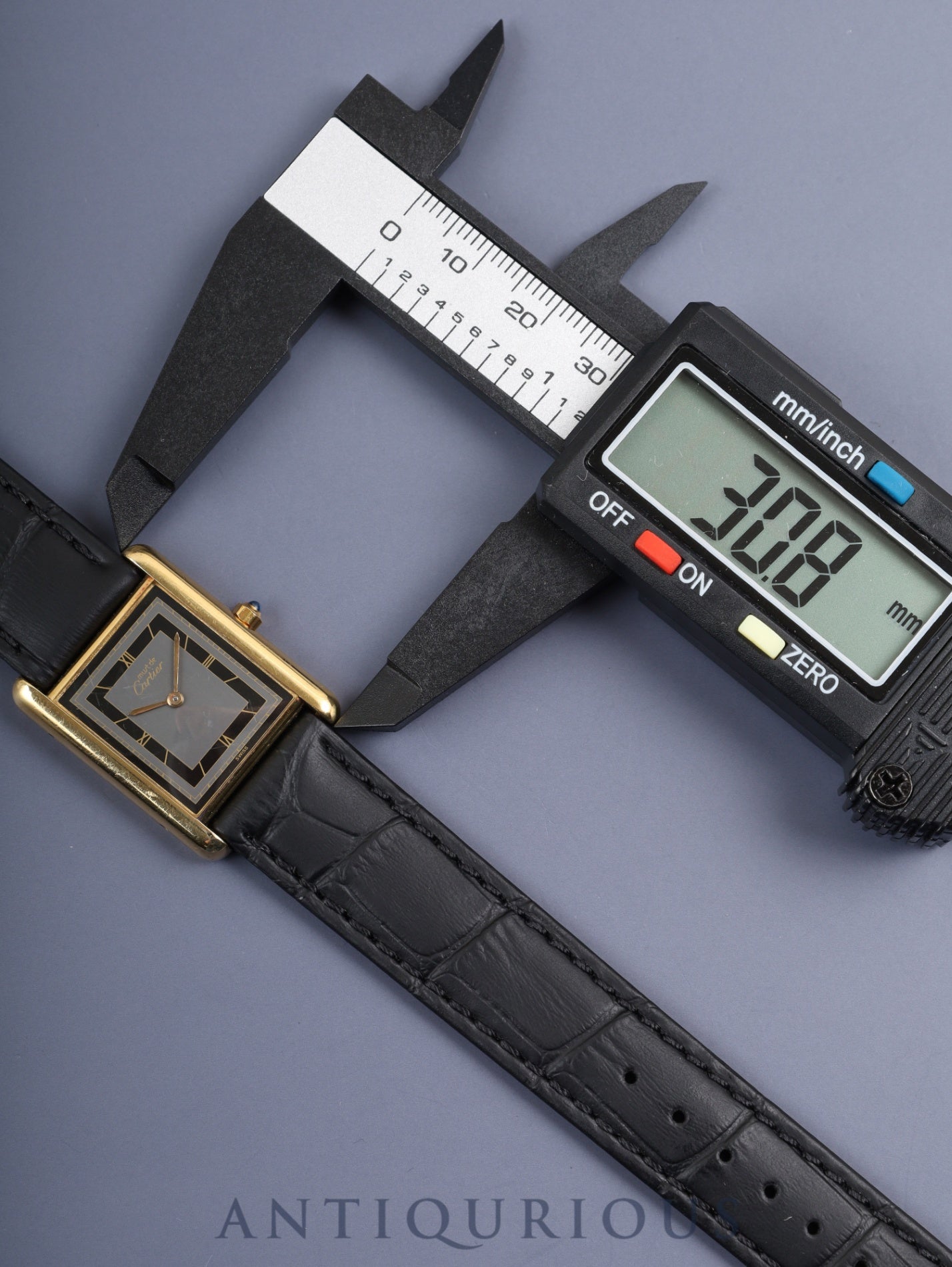 カルティエ マストタンク LM 6 81006 クォーツ Cal.81 SV925 革 純正尾錠(GP) グレー飛びローマン文字盤 オーバーホール済み