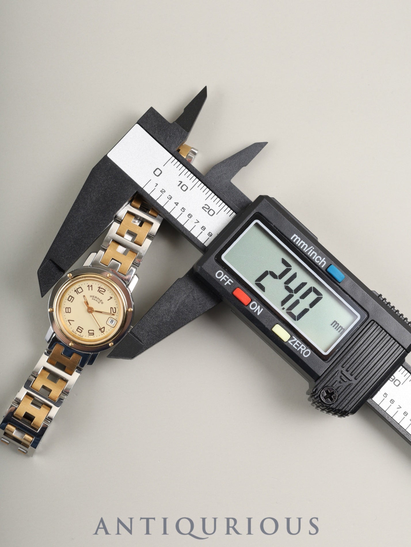 エルメス クリッパー CL4.220 クォーツ Cal.- SS/GP SS/GP アイボリー文字盤 箱 保証書(1998年)オーバーホール済み