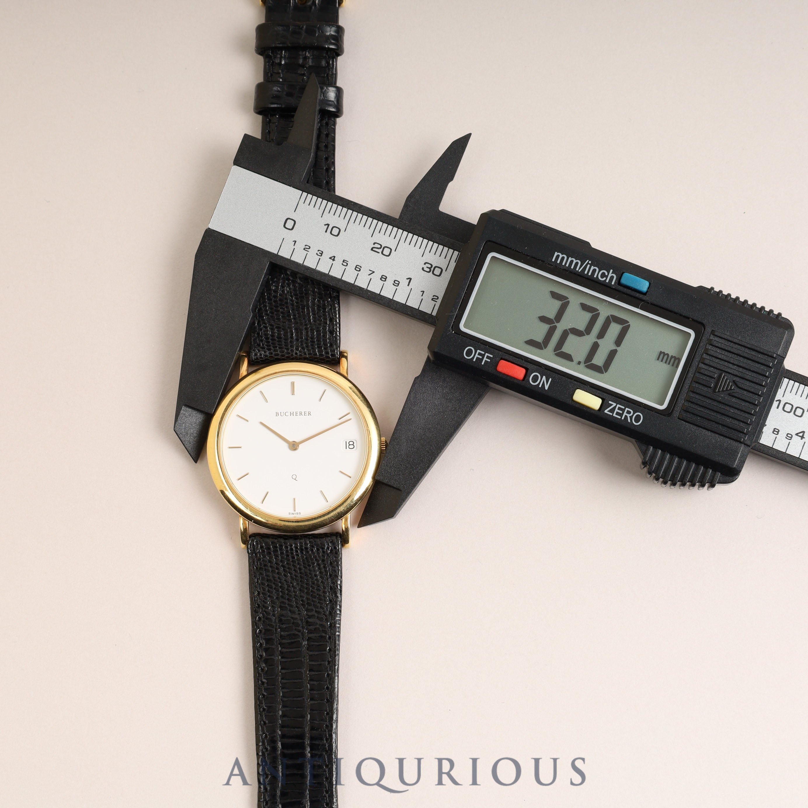 Bucherer Bucherer Round 255.020 Quartz ETA255.111 YG Genuine leather strap Genuine buckle (GP) White dial 32.0mm