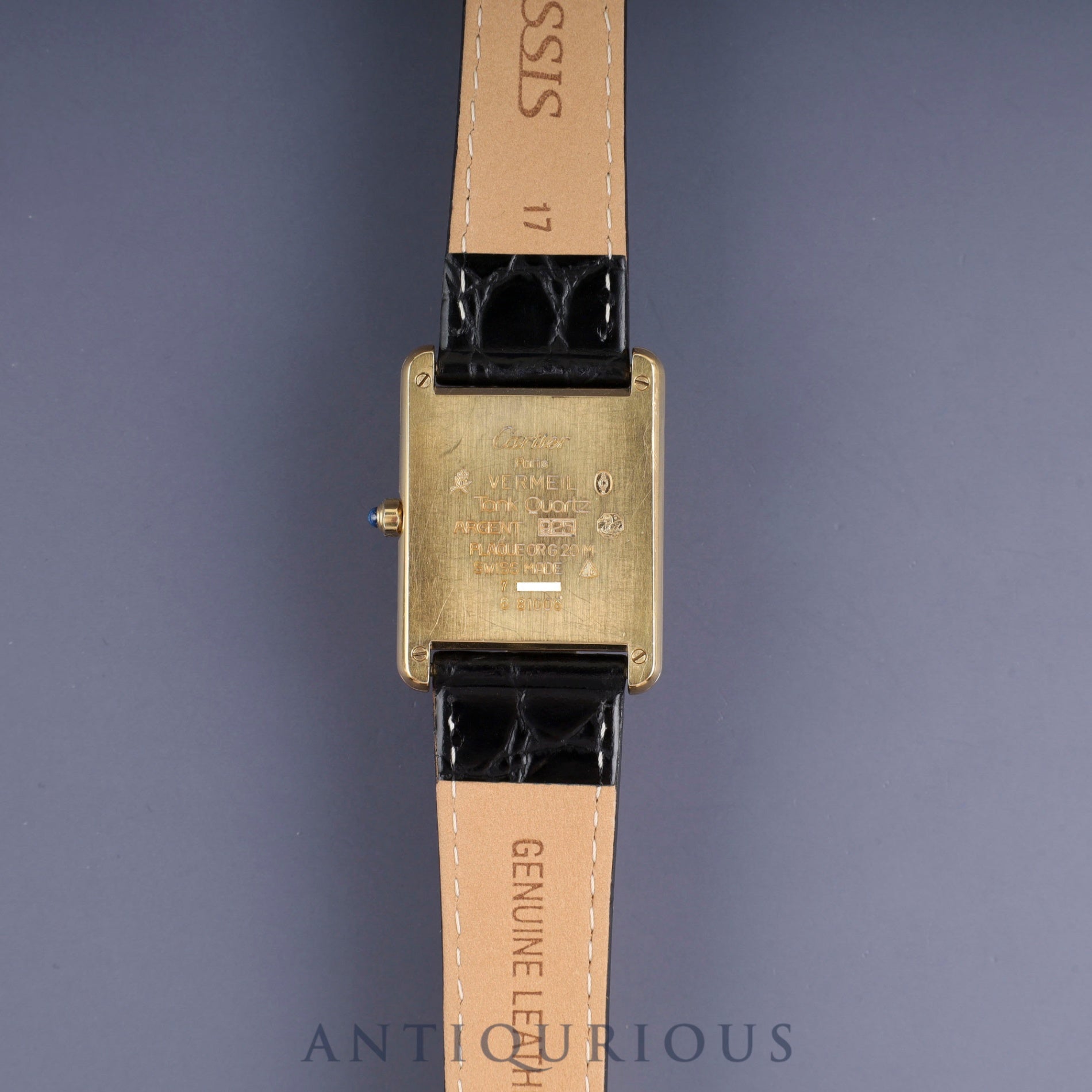 カルティエ マストタンク LM 6 81006 クォーツ Cal.81 SV925 革 純正尾錠(GP) グレー飛びローマン文字盤 オーバーホール済み