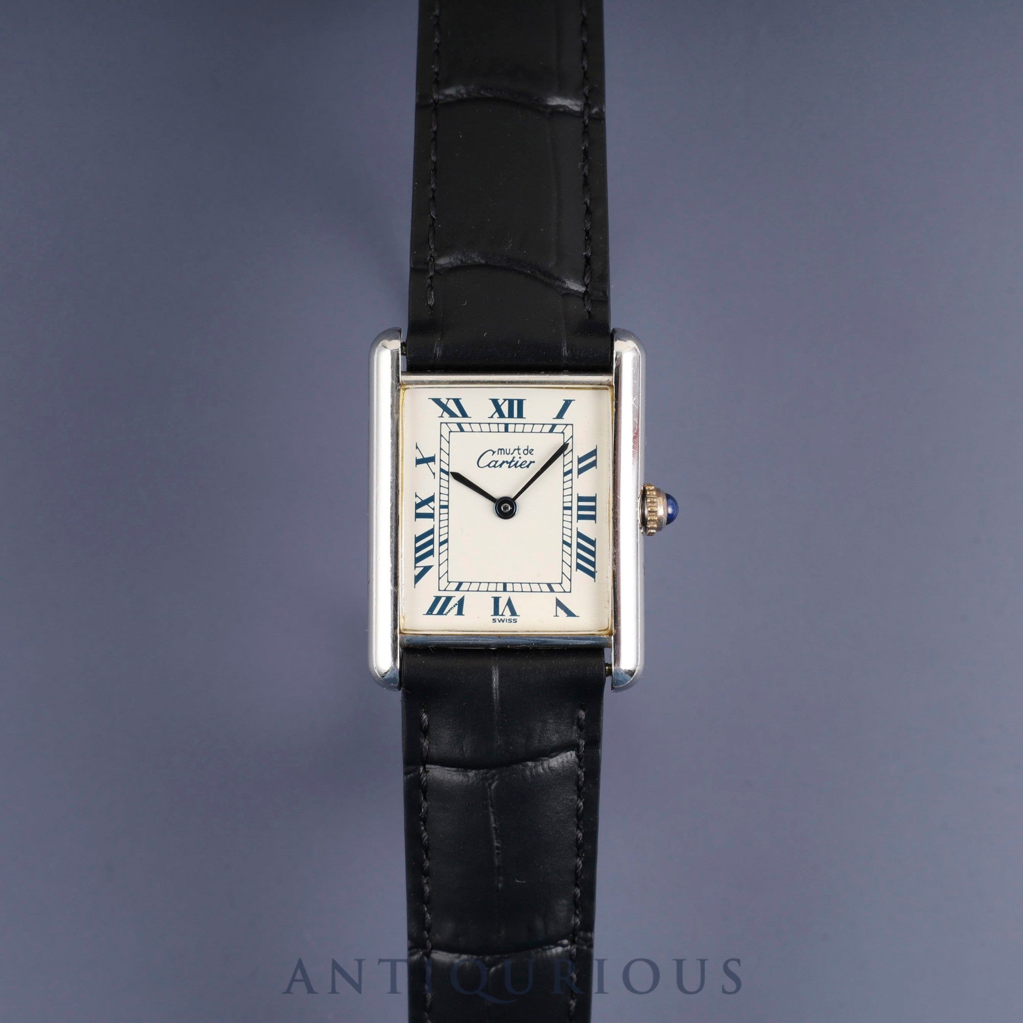Cartier Must Tank LM 690006, Quartz, Caliber 90, SV925, Leather, Genuine D-buckle (SS), White Roman Dial, Circa 1982-Circa 1995, Overhauled