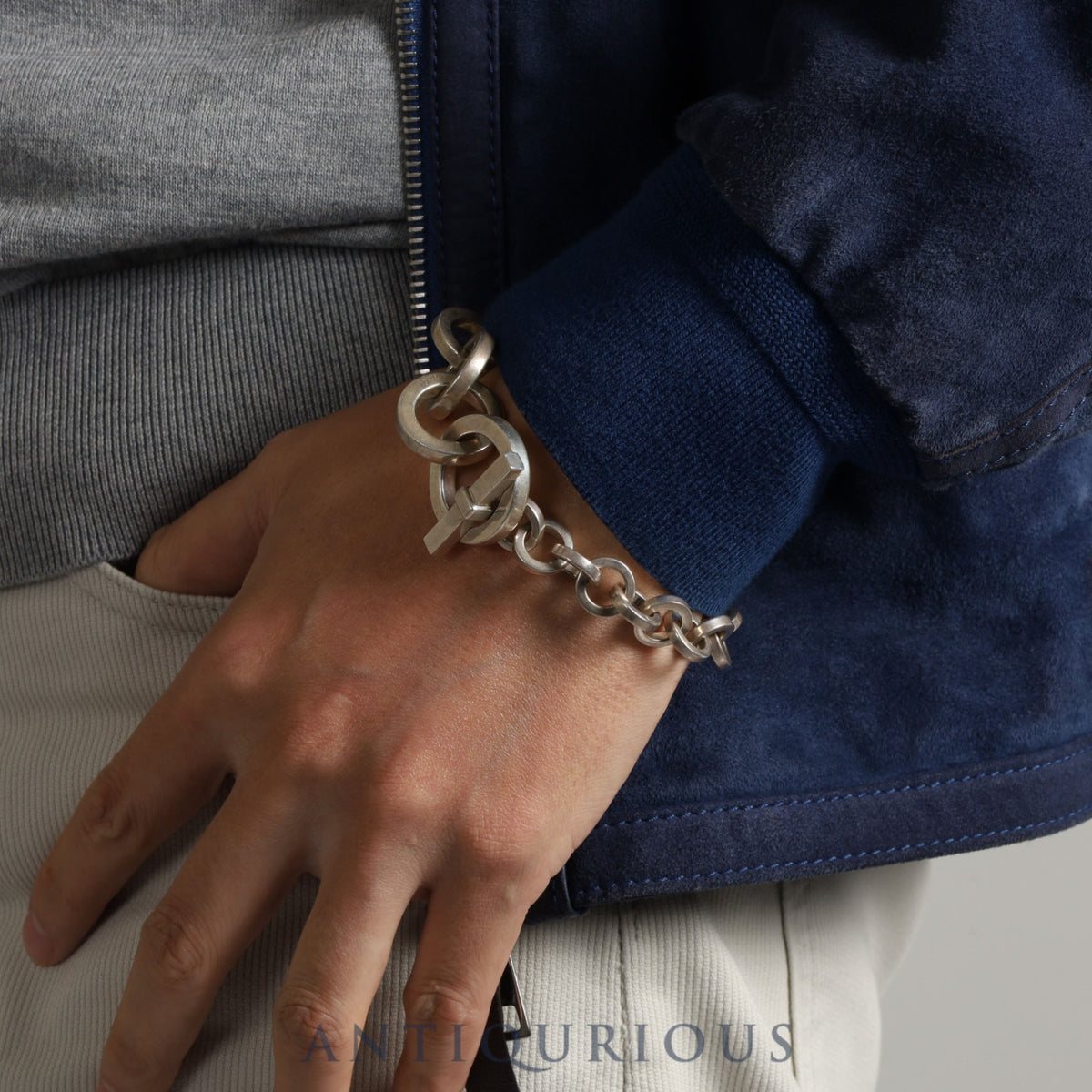 Hermes Caravan Crescendo Sterling Silver Bracelet with Hallmark, Vintage