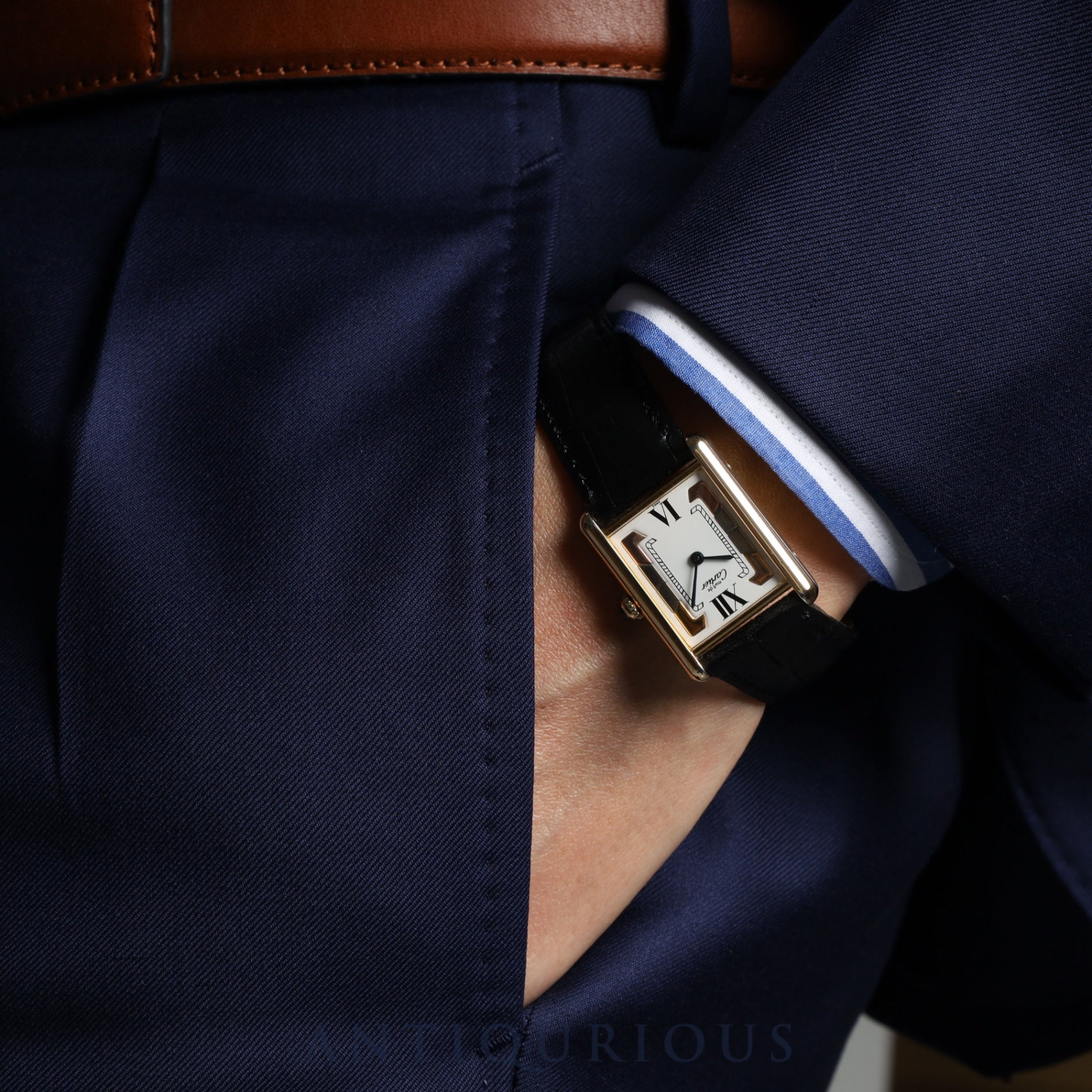 Cartier Must Tank LM QZ Trinity Dial Open Guarantee Box