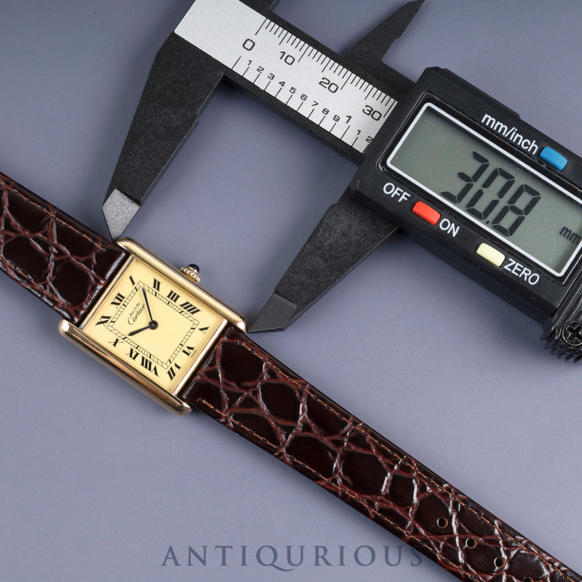 Cartier Must Tank LM Manual Winding SV925 Leather Watch with Genuine GP Buckle, Ivory Roman Dial, Overhauled