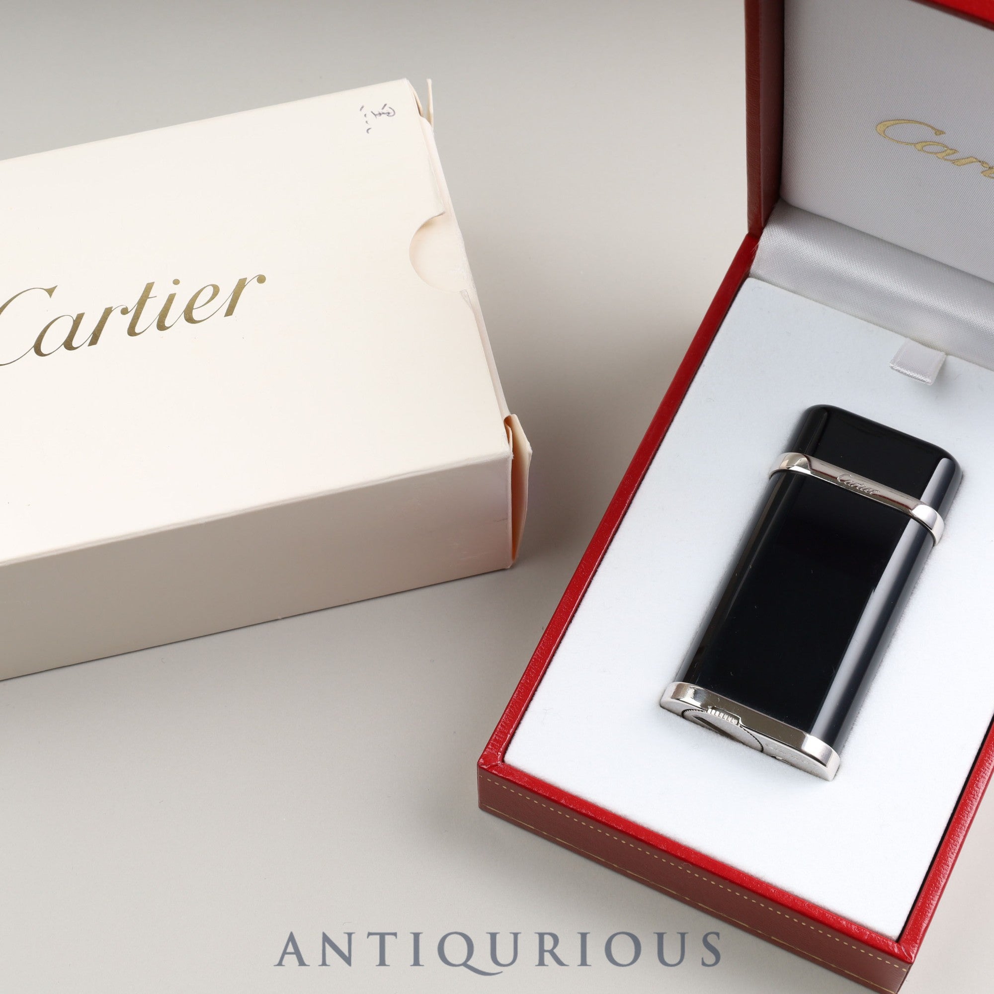 Cartier Lighter CA120118 Lacquer Black x Platinum Finish Box