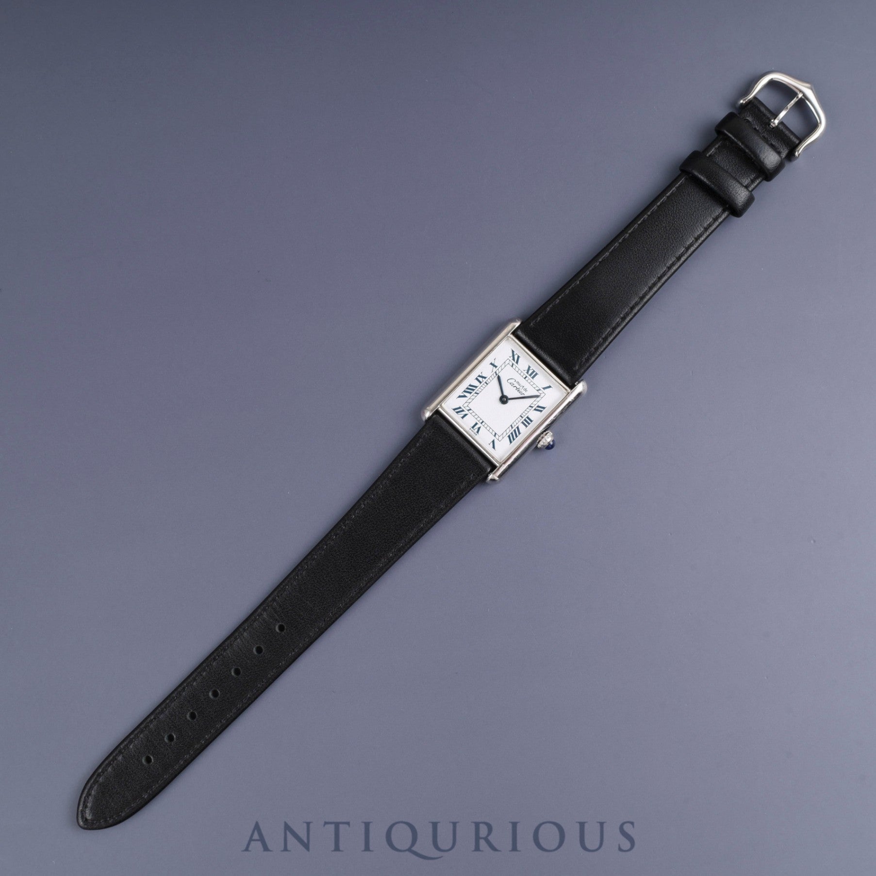 カルティエ マストタンク LM 690006 クォーツ Cal.81 SV925 革 純正尾錠(SS)ホワイトローマン文字盤 オーバーホール済み