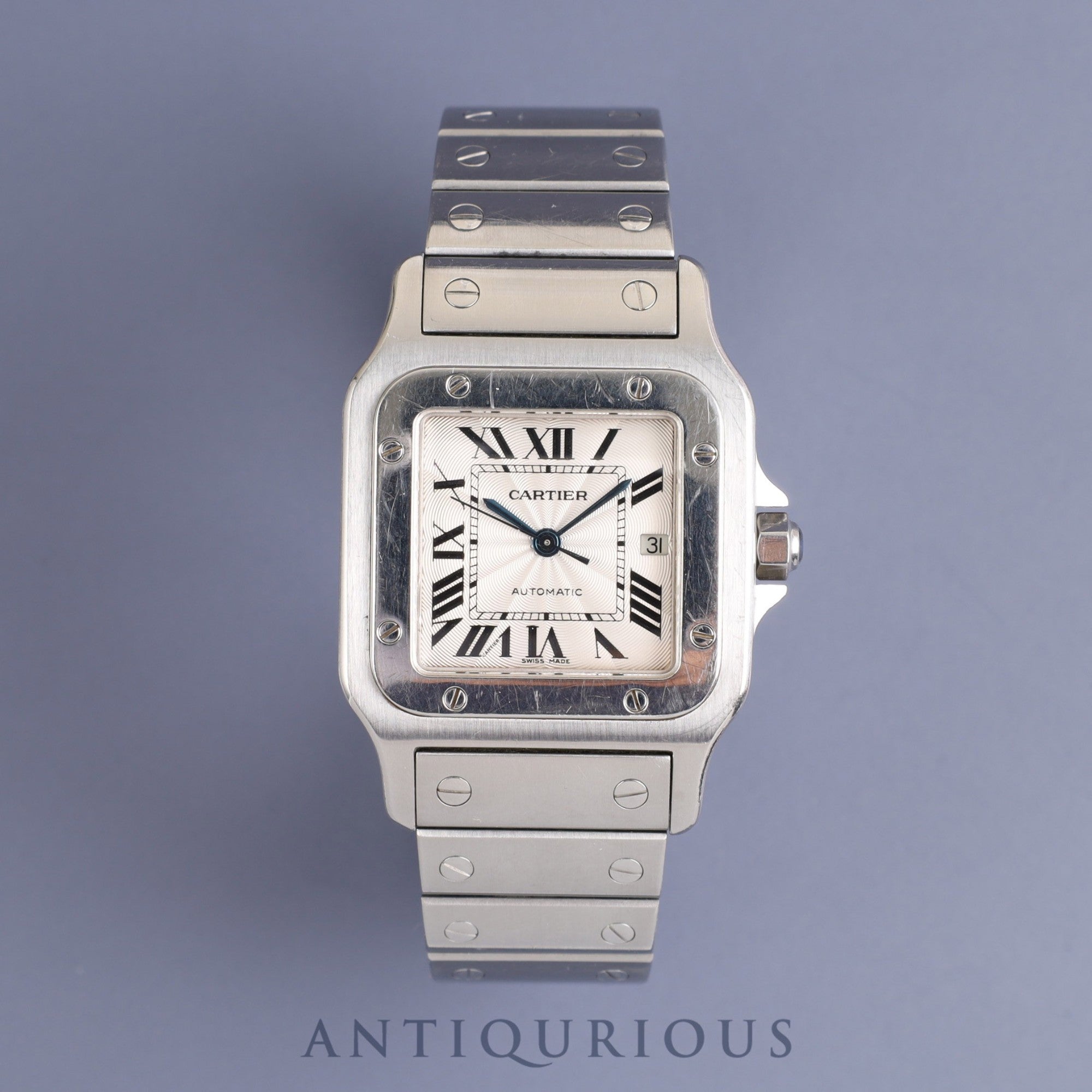 カルティエ サントス ガルベ LM 2319 自動巻き SS SS ギョーシェシルバーローマン文字盤 オーバーホール済み