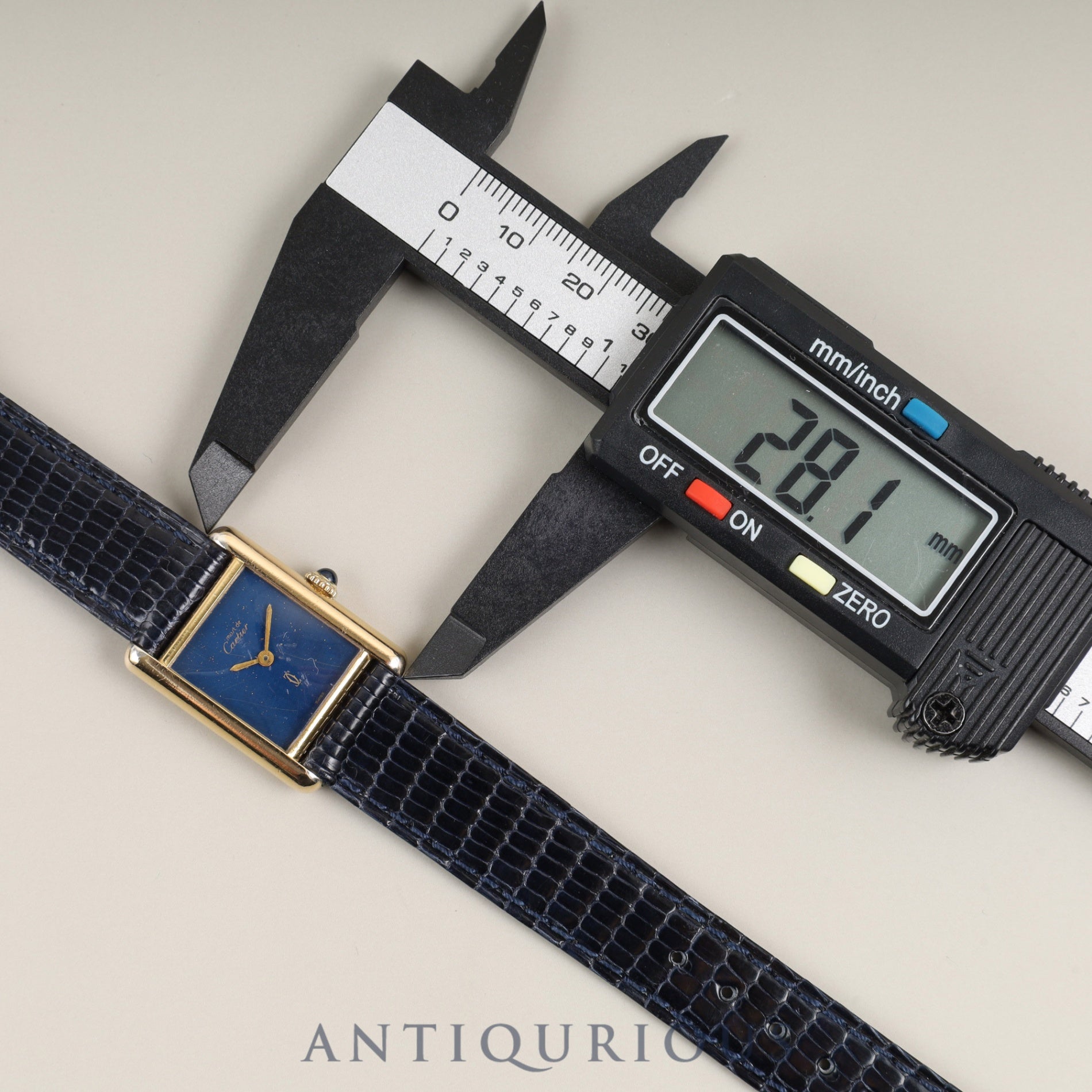 カルティエ マストタンク SM 手巻き SV925 革 純正尾錠(GP)ラピスラズリ文字盤(SWISS表記) 箱 冊子 保証書(1981年) オーバーホール済み