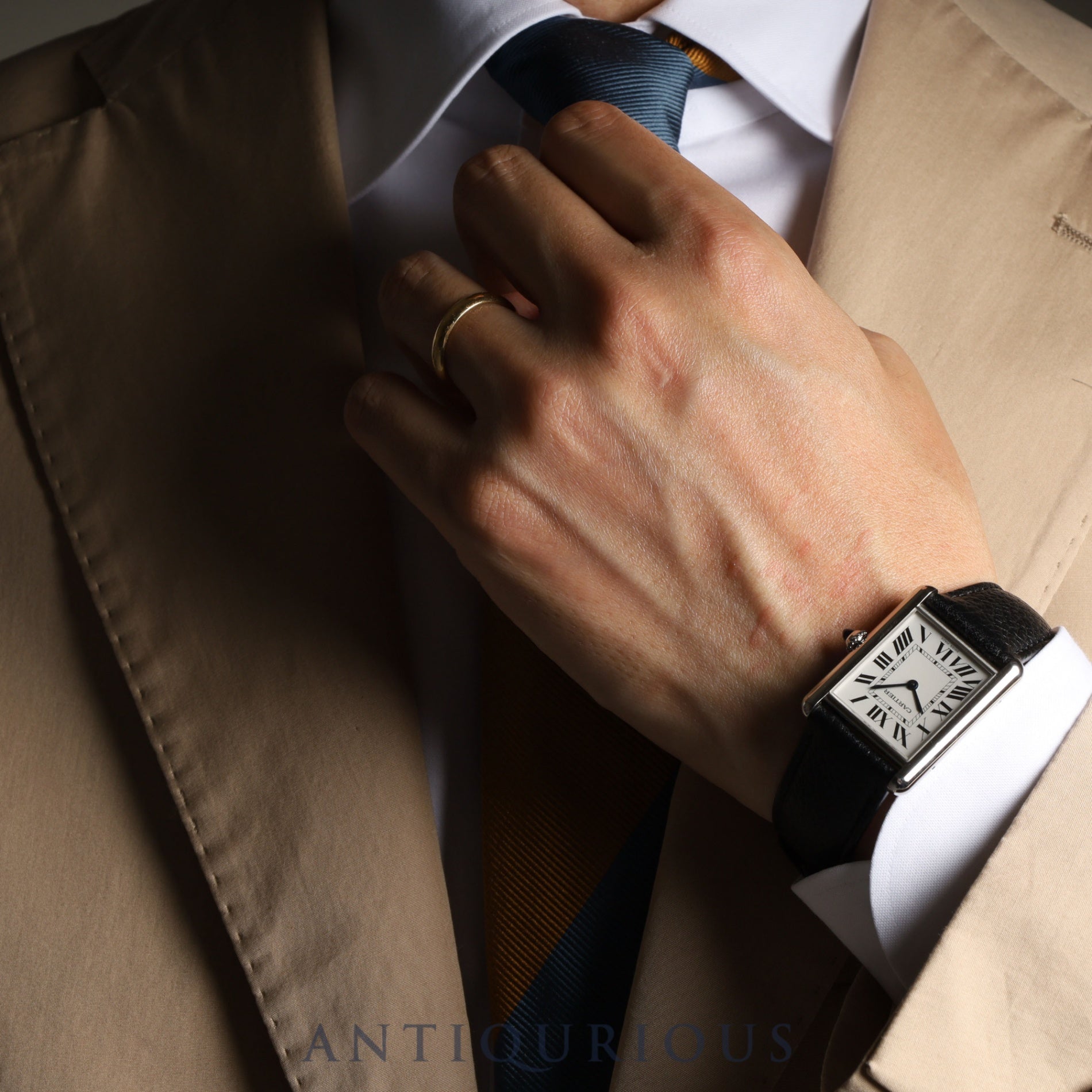 カルティエ タンクマスト LM QZ WSTA0041 / 4323 SS 革 純正ベルト 純正尾錠 シルバー文字盤 箱 保証書(2022年)