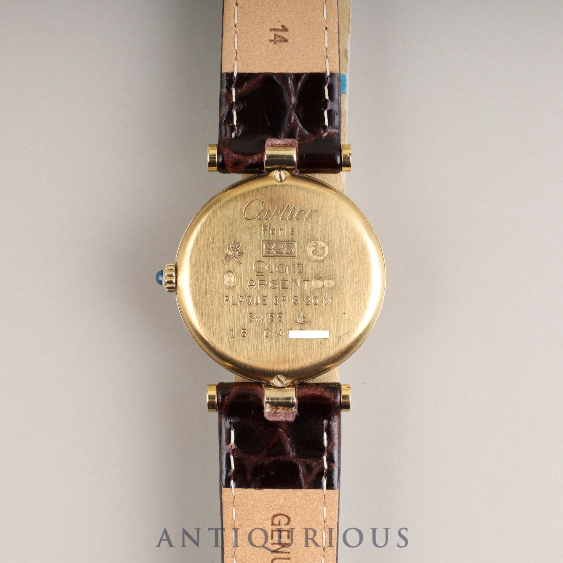 カルティエ マスト ヴァンドーム VLC SM クォーツ Cal.81 SV925 革 純正尾錠(GP) ガーネットダイヤル ボルドー文字盤 24mm 純正替えベルト オーバーホール済み
