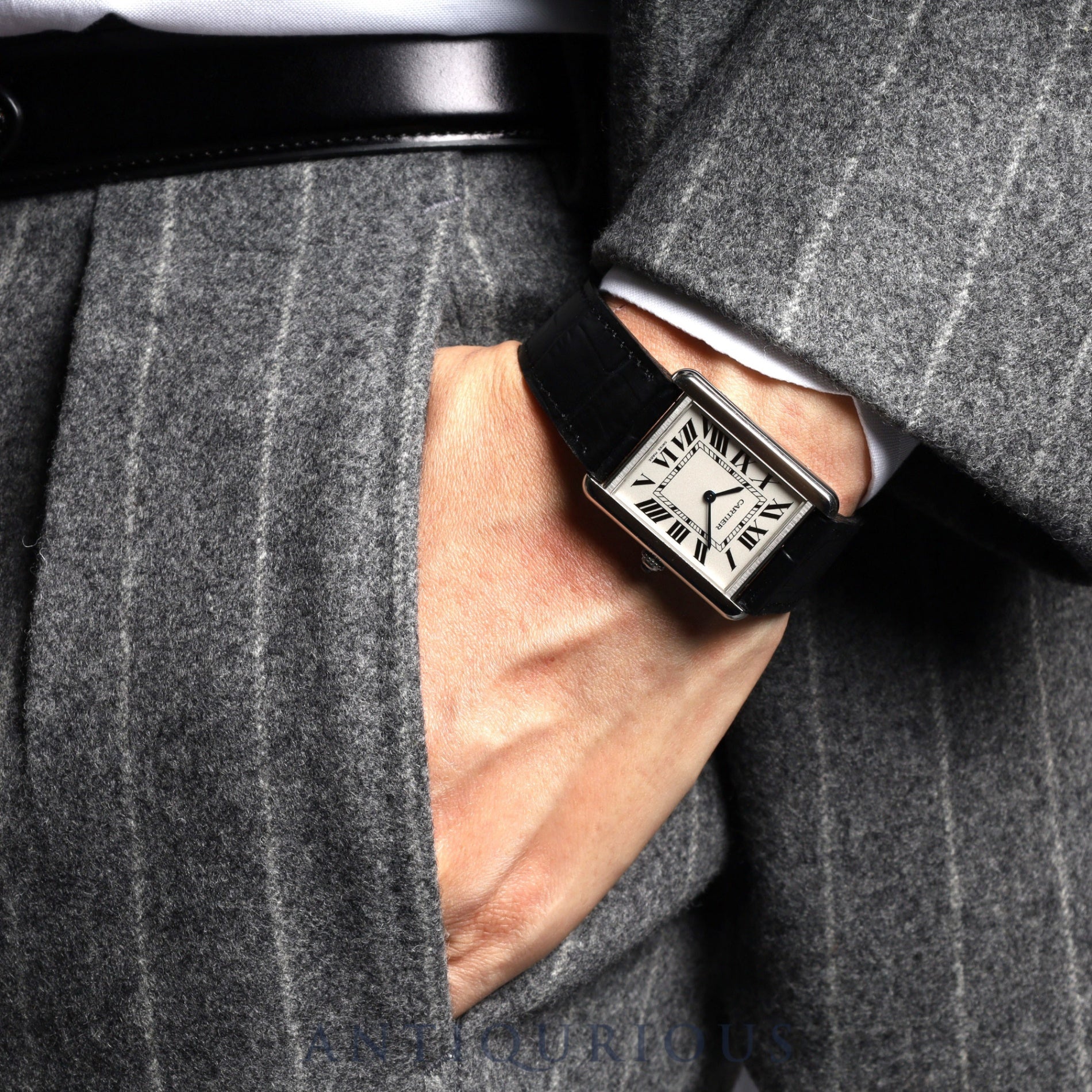 カルティエ タンクソロ LM QZ シルバー文字盤