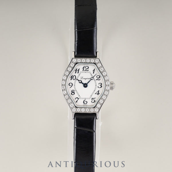 Longines La Vissonte L5.184.0 Quartz Caliber L963.2 Stainless Steel Watch with Genuine Leather Strap and Genuine Stainless Steel Buckle, White Arabic Dial, Overhauled