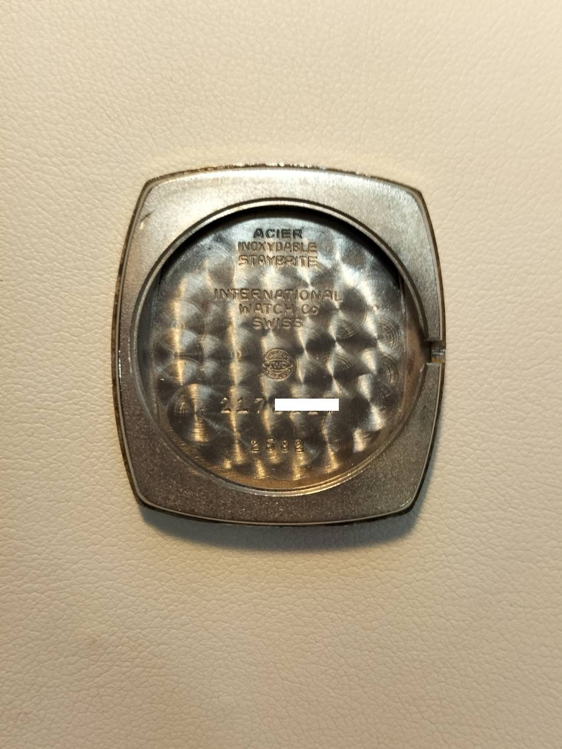 IWC Old Inter Schauhausen 2582 Manual Winding Caliber 423 Stainless Steel Leather Strap with Aftermarket Buckle, Blue Roman Dial, Overhauled