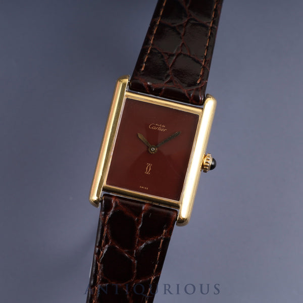 Cartier Must Tank LM Manual winding SV925 Leather Genuine buckle (GP) Garnet dial Bordeaux dial Overhauled New finish