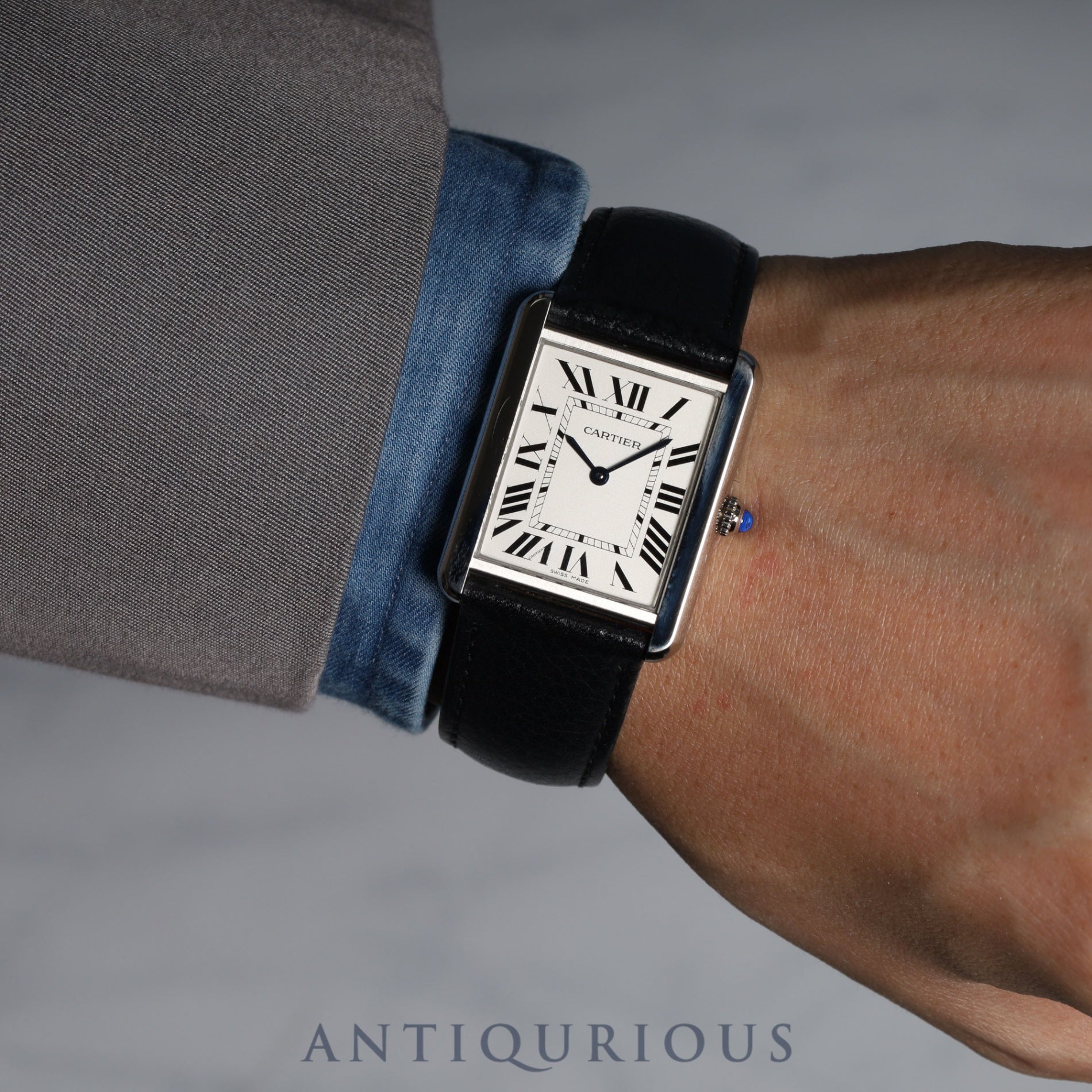 Cartier Tank Solo LM Quartz WSTA0028 / 3169 SS Leather Silver Dial Box Warranty (2019)