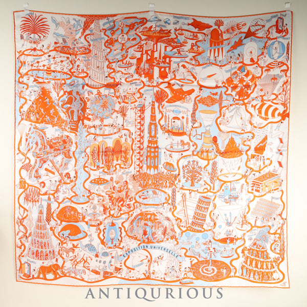 エルメス スカーフ カレ90 Exposition Universelle 万国博覧会 箱 カード タグ SILK100%