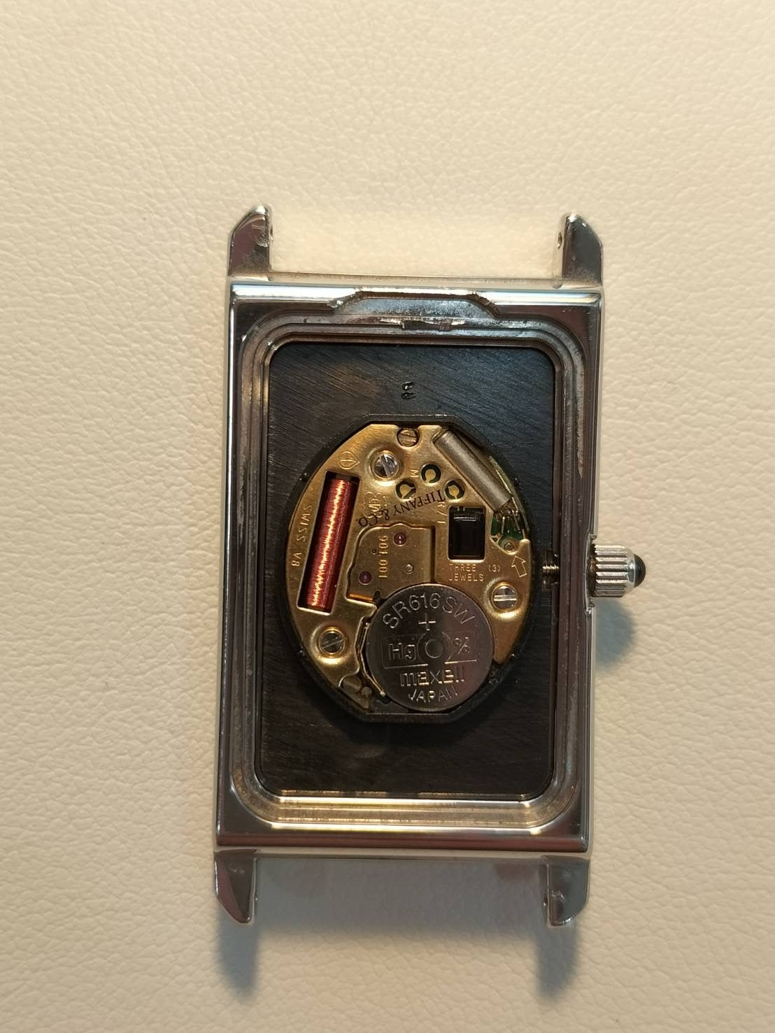 ティファニー クラシックスクエア レクタンギュラー クォーツ Cal.901.001 SS 革 純正尾錠(SS) ホワイトアラビア文字盤 オーバーホール済み