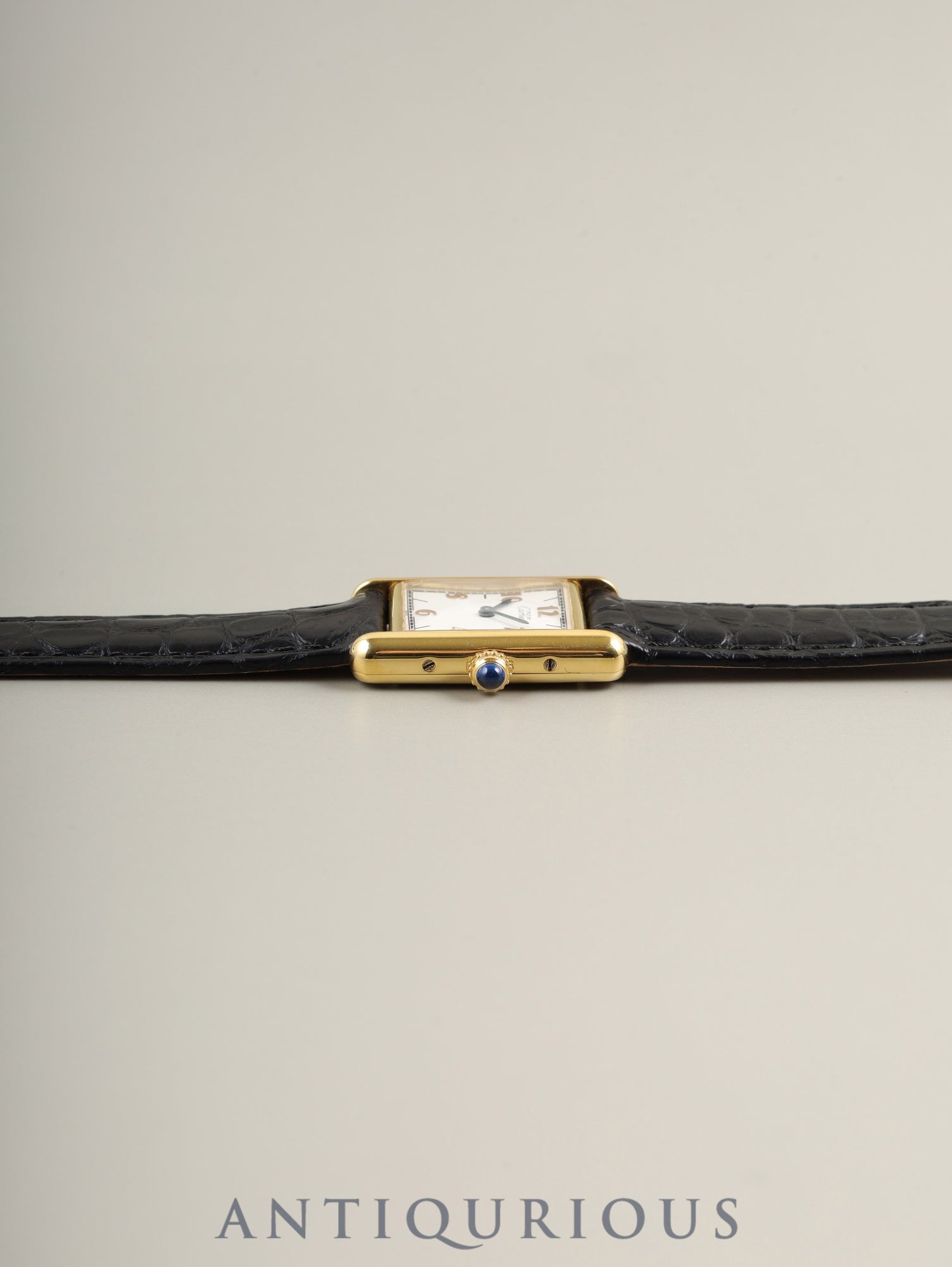 カルティエ マストタンク SM 5057001 クォーツ Cal.057 SV925 革 純正尾錠(GP) 飛びアラビアCC文字盤 箱 保証書(1996年) オーバーホール済み 新品仕上げ済み