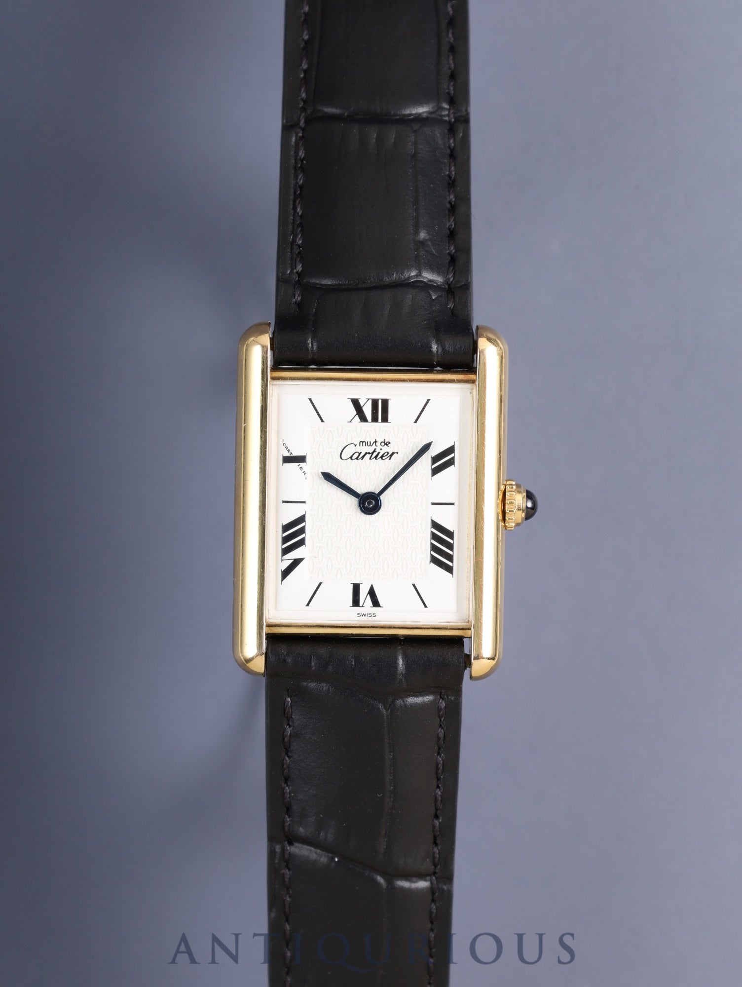 カルティエ マストタンク LM 1615 クォーツ Cal.690 SV925 革 純正尾Dバックル(GP)ホワイト飛びローマンCC文字盤(SWISS表記) オーバーホール済み