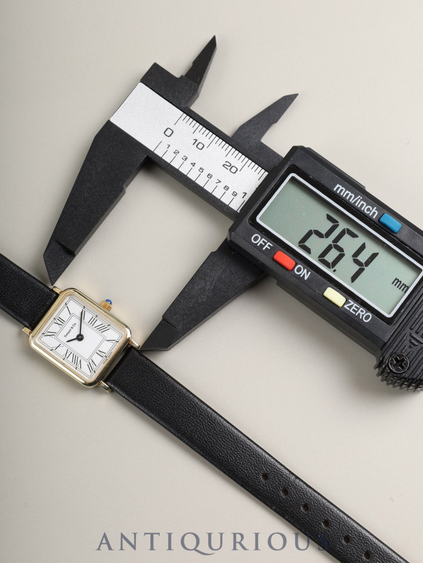 ティファニ レクタンギュラー 60-217 クォーツ Cal.976.001 14KYG 革 純正尾錠(GP) ホワイト文字盤 保証書(1995年) 箱 ケース オーバーホール済み