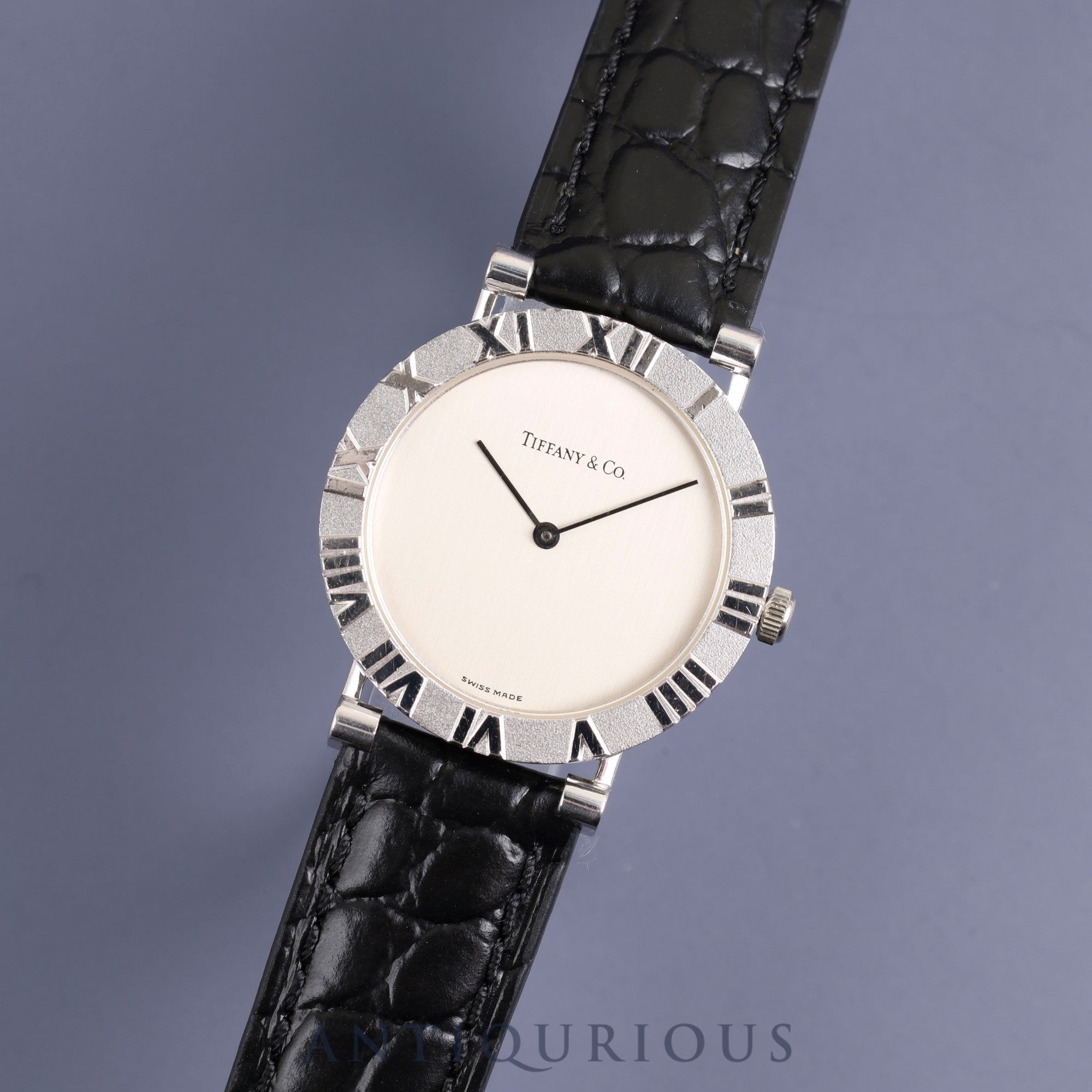 ティファニー アトラス SV CASE W152S クォーツ SV925 革 純正尾錠(SS) シルバー文字盤 オーバーホール済み
