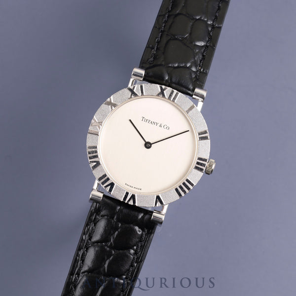 ティファニー アトラス SV CASE W152S クォーツ SV925 革 純正尾錠(SS) シルバー文字盤 オーバーホール済み
