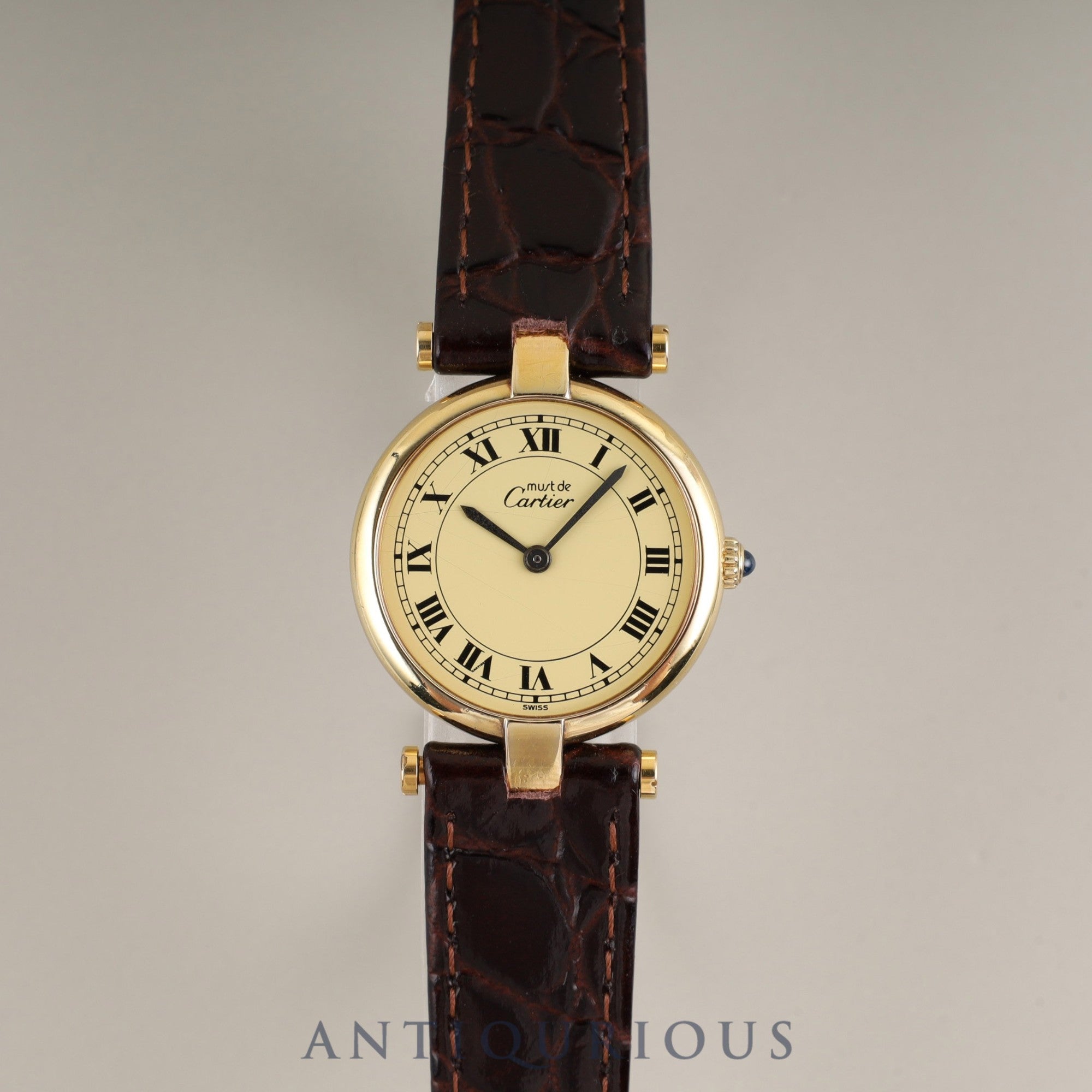 Cartier Must Vendôme VLC SM 18 Quartz Cal.81 SV925 Genuine Buckle (GP) Ivory Roman Dial Box Booklet Warranty Card Overhauled