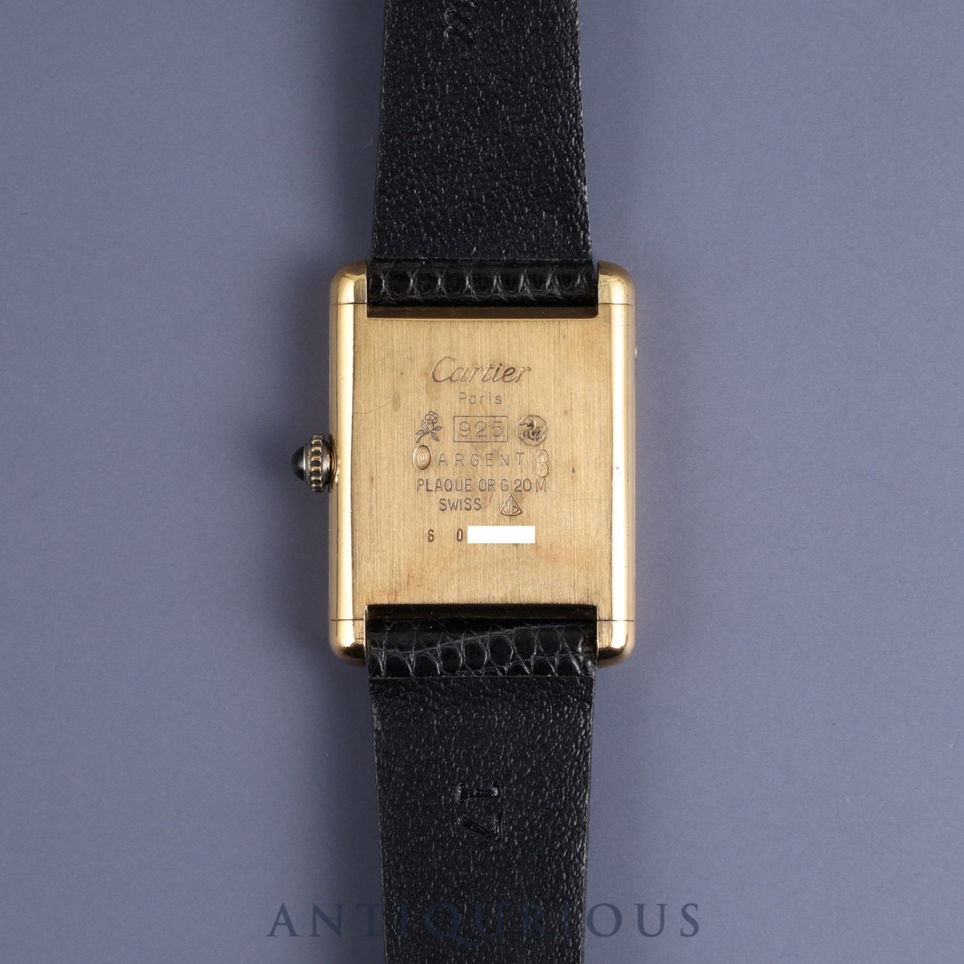 Cartier Must Tank LM Manual winding Cal.78-1 SV925 Leather Genuine buckle (GP) Lapis lazuli dial Overhauled