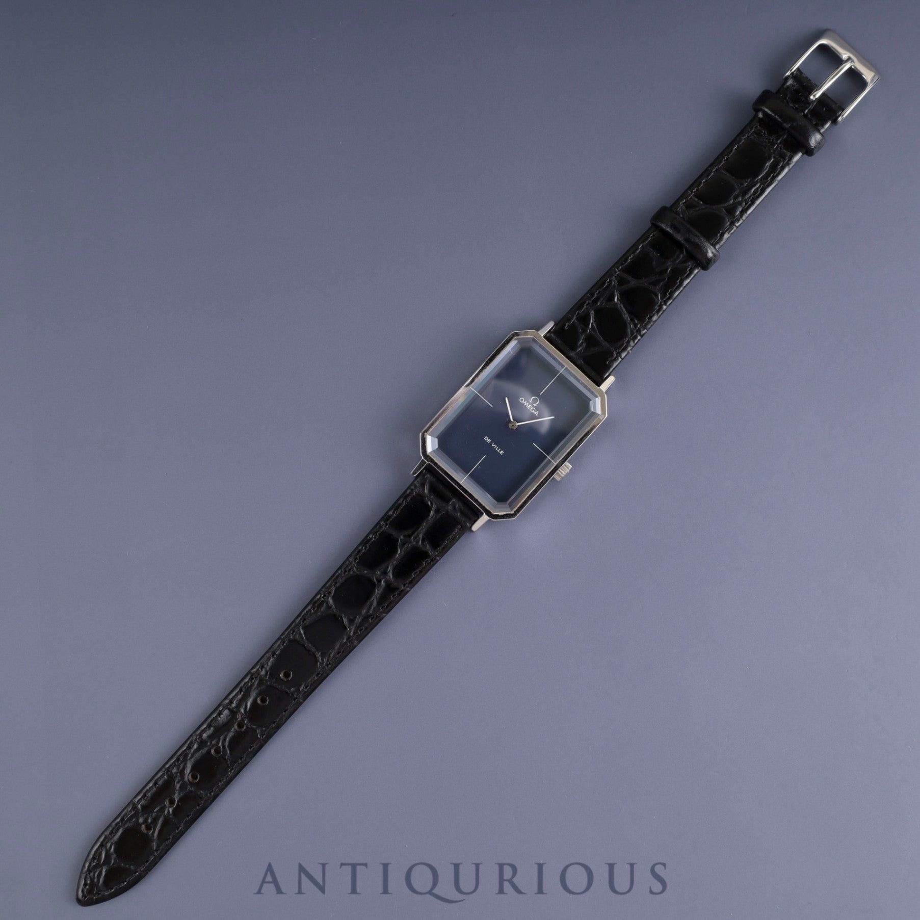 オメガ デ・ヴィル グリマデザイン 5110378 手巻き SS 革 社外尾錠(SS) ブルー文字盤 オーバーホール済み