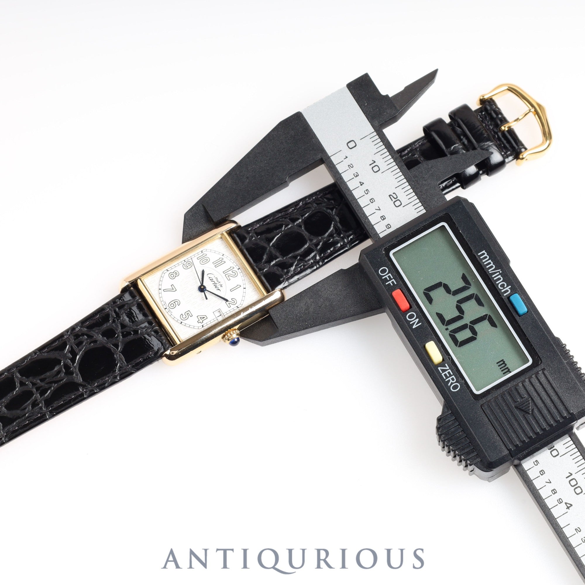 Cartier Must Tank GM (XL) Date W1013954 / 2413 Quartz Cal.87 Telephone Dial SV925 Leather Genuine Buckle (GP)