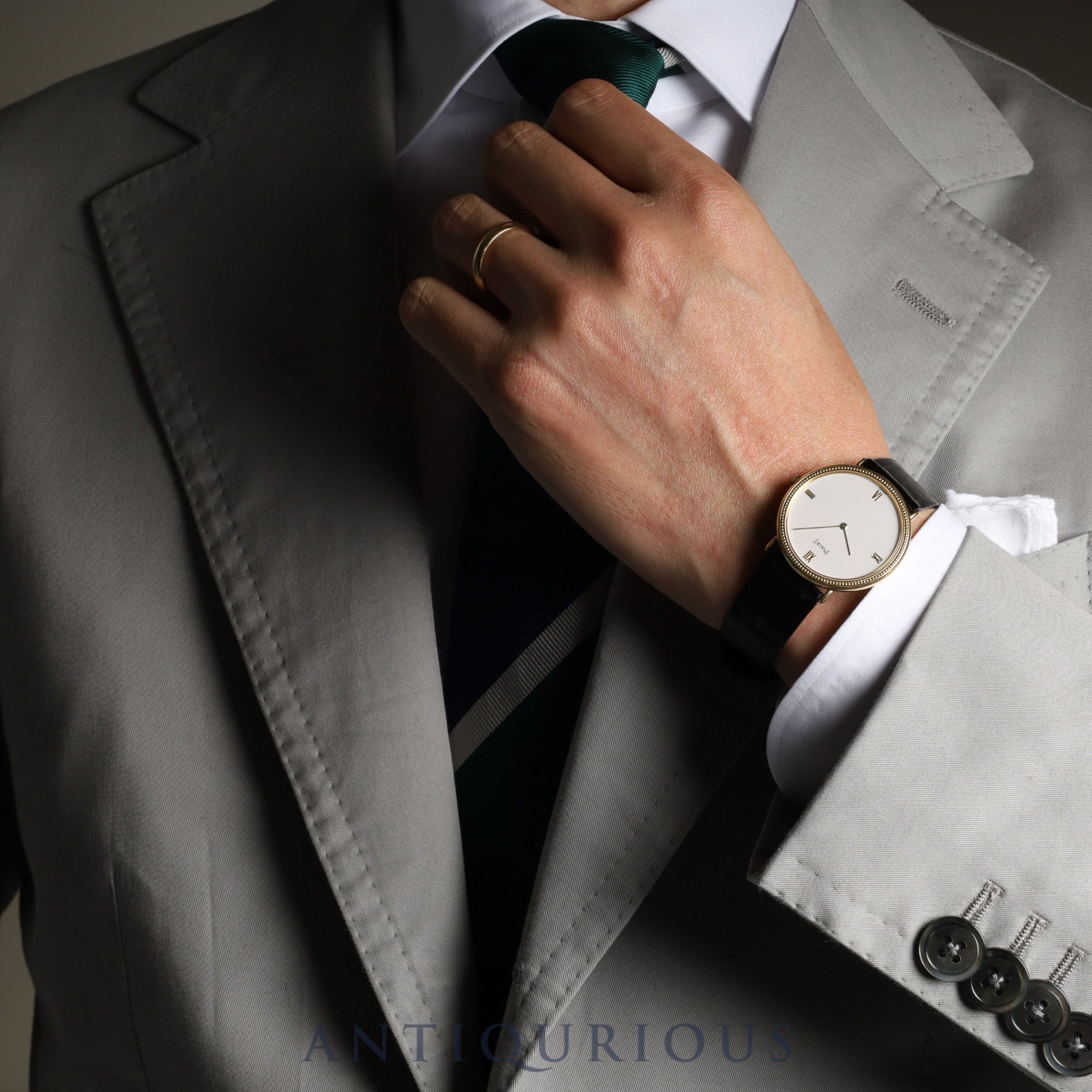 Piaget Round 90231 Manual Winding Caliber 9P2 750YG Leather Strap with Genuine Buckle (750YG) White Dial