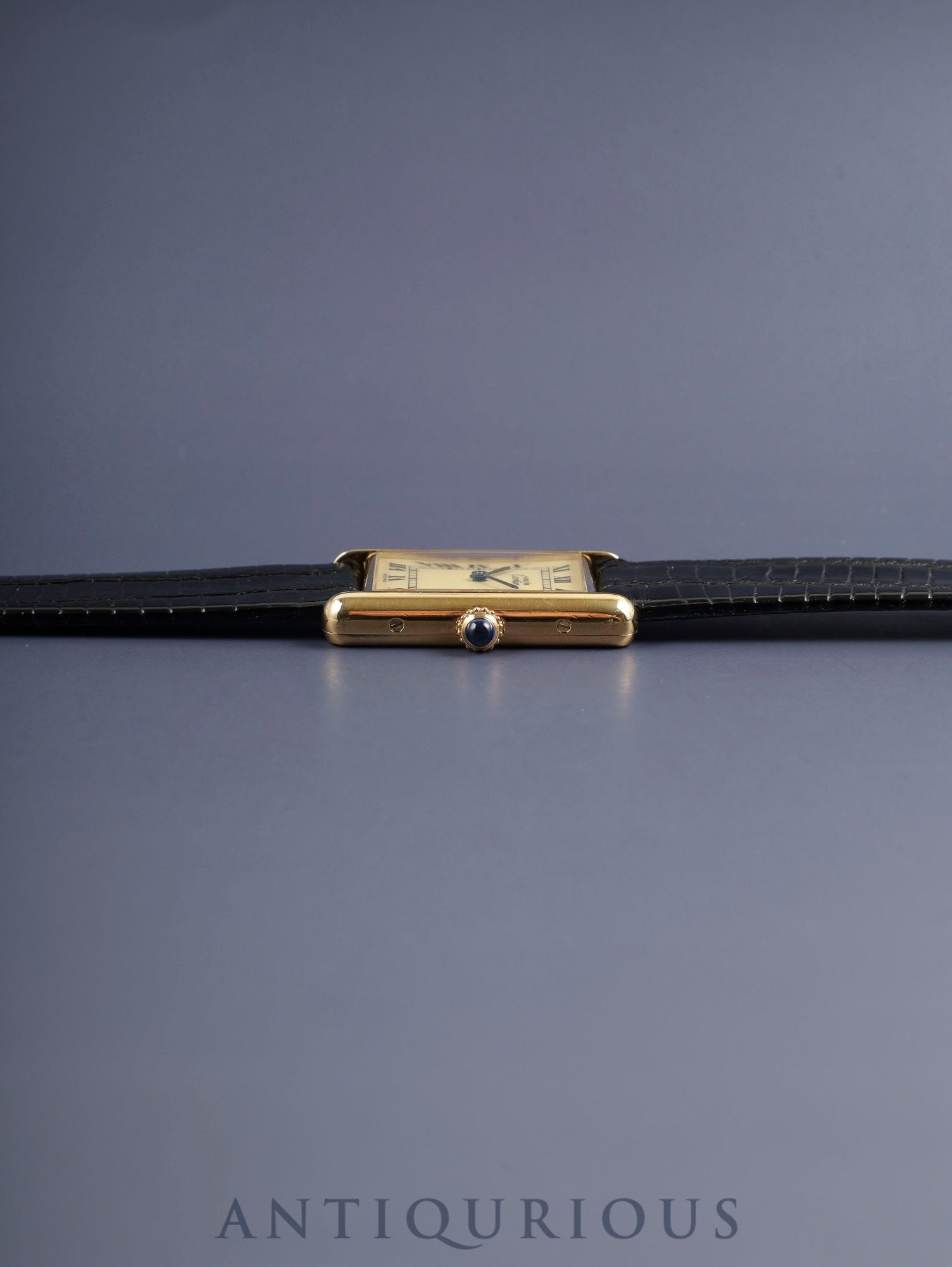 カルティエ マストタンク LM 590005 クォーツ Cal.- SV925 革 純正尾錠(GP) アイボリーローマン文字盤(SWISS MADE表記)カルティエブティックにてコンプリートサービス済み