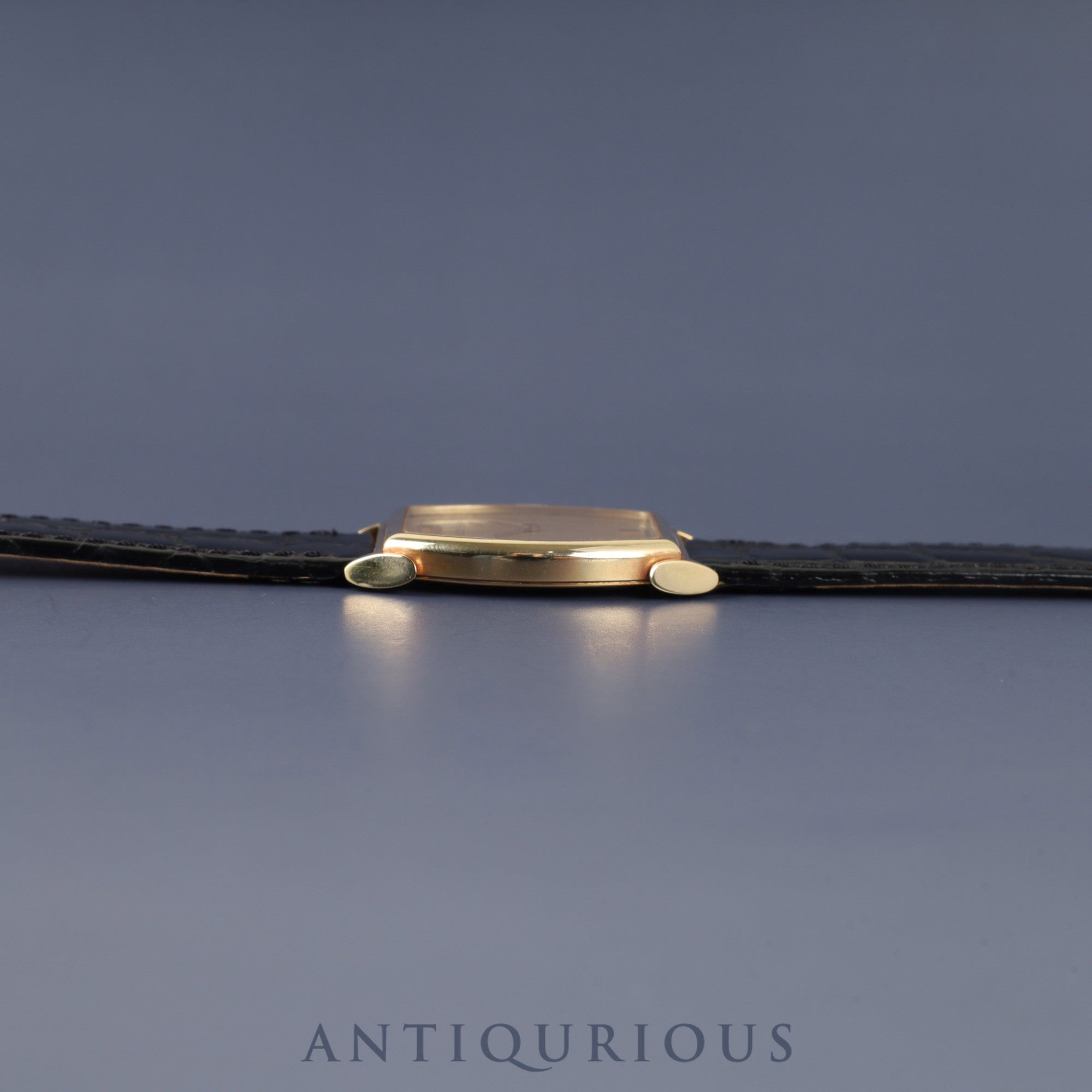 Jaeger-LeCoultre Vintage Tonneau 140.067.1 Quartz Cal.-750 Leather Strap with Genuine GP Buckle Gold Dial Warranty Booklet Overhauled