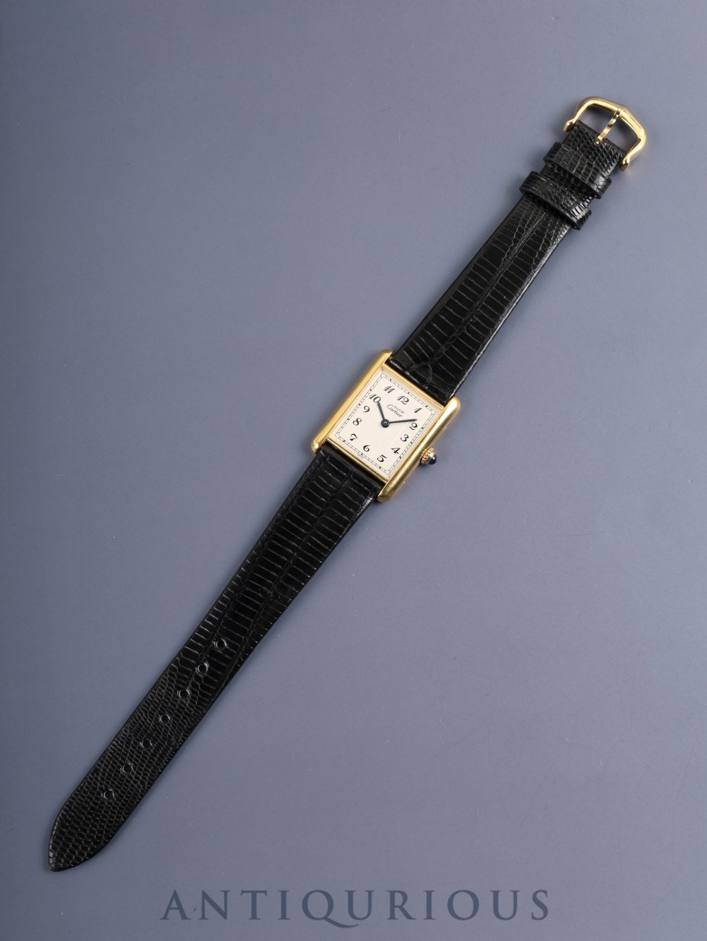 Cartier Must Tank LM 590005 Quartz Cal.90 SV925 Leather Original Pin Buckle (GP) Arabic Dial (SWISS marking) Overhauled Polished