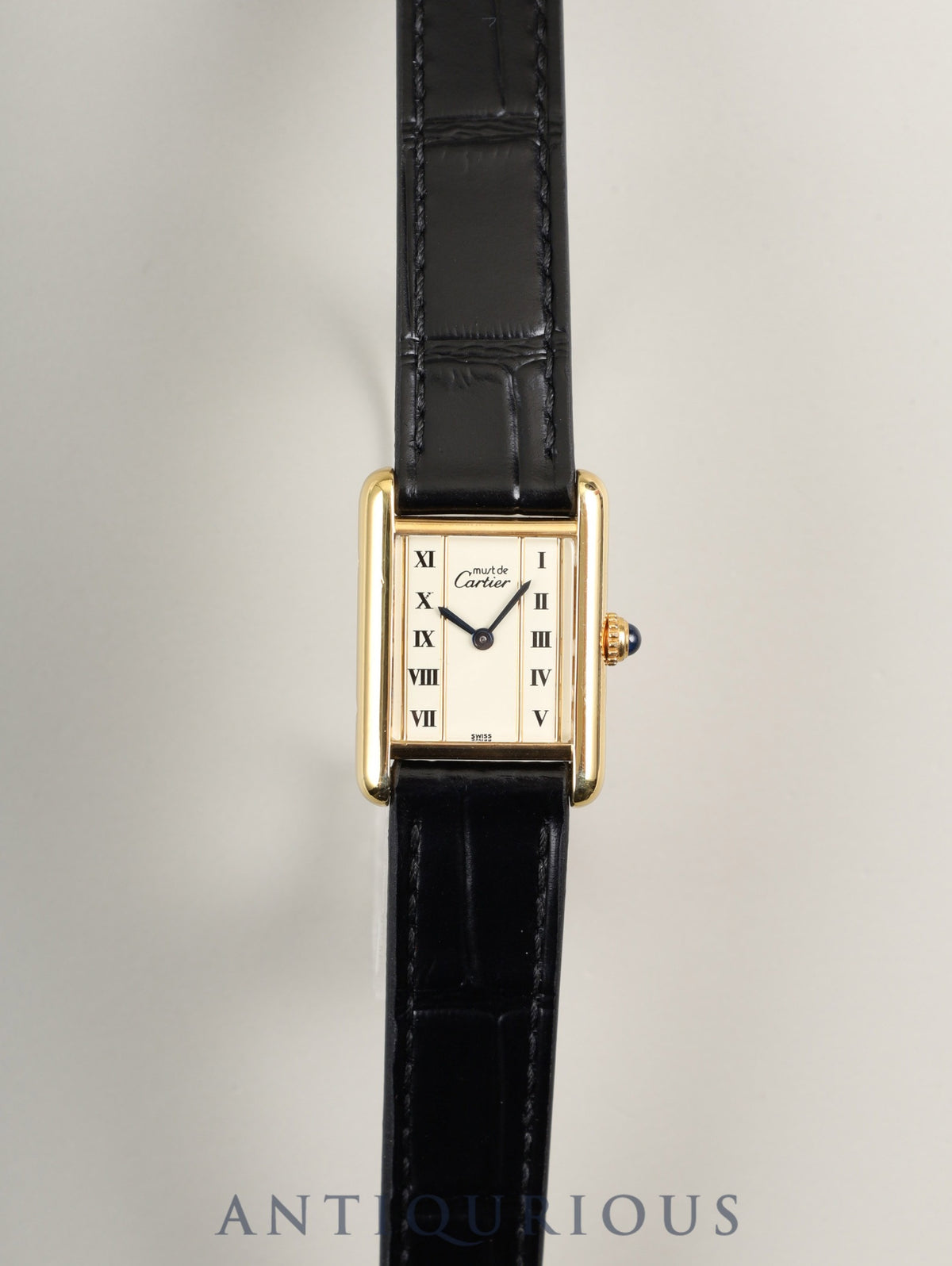 Cartier Must Tank SM 5057001 Quartz Caliber 057 SV925 Leather Straight Roman Dial (SWISS Marking) Overhauled