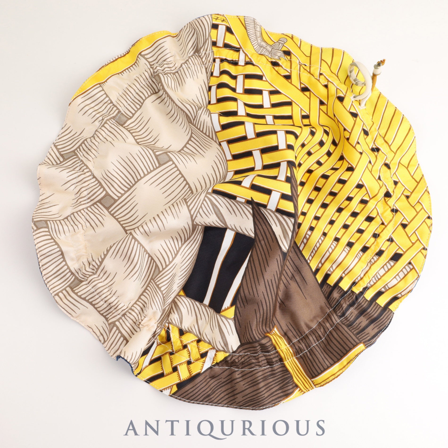 エルメス プティ アッシュ ポーチ SILK イエロー×ブルー 箱 カード等